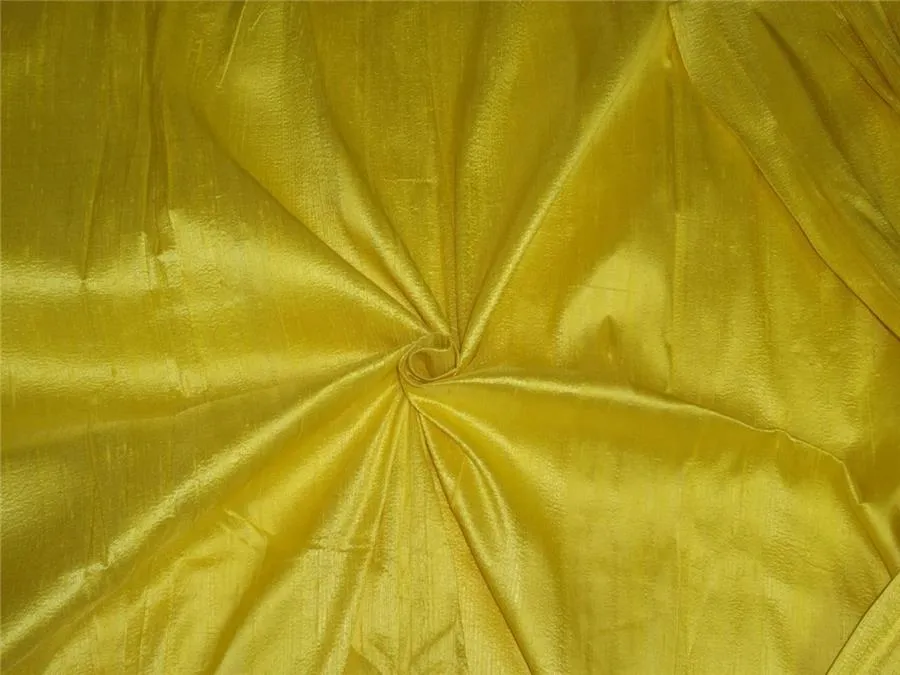 100% PURE SILK DUPIONI FABRIC BRIGHT PASTEL YELLOW 54" wide WITH SLUBS MM68[3]