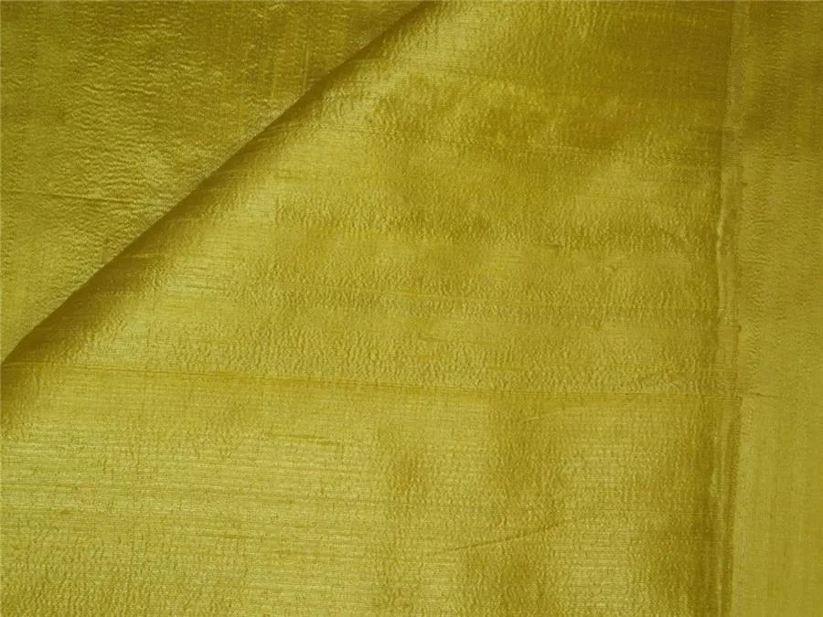 100% PURE SILK DUPIONI FABRIC BRIGHT PASTEL YELLOW 54" wide WITH SLUBS MM68[3]