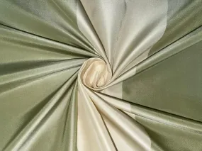 100% Silk Taffeta Fabric Pastel Olive Green , Ivory Cream Stripes 102" wide Taf#S97[1]