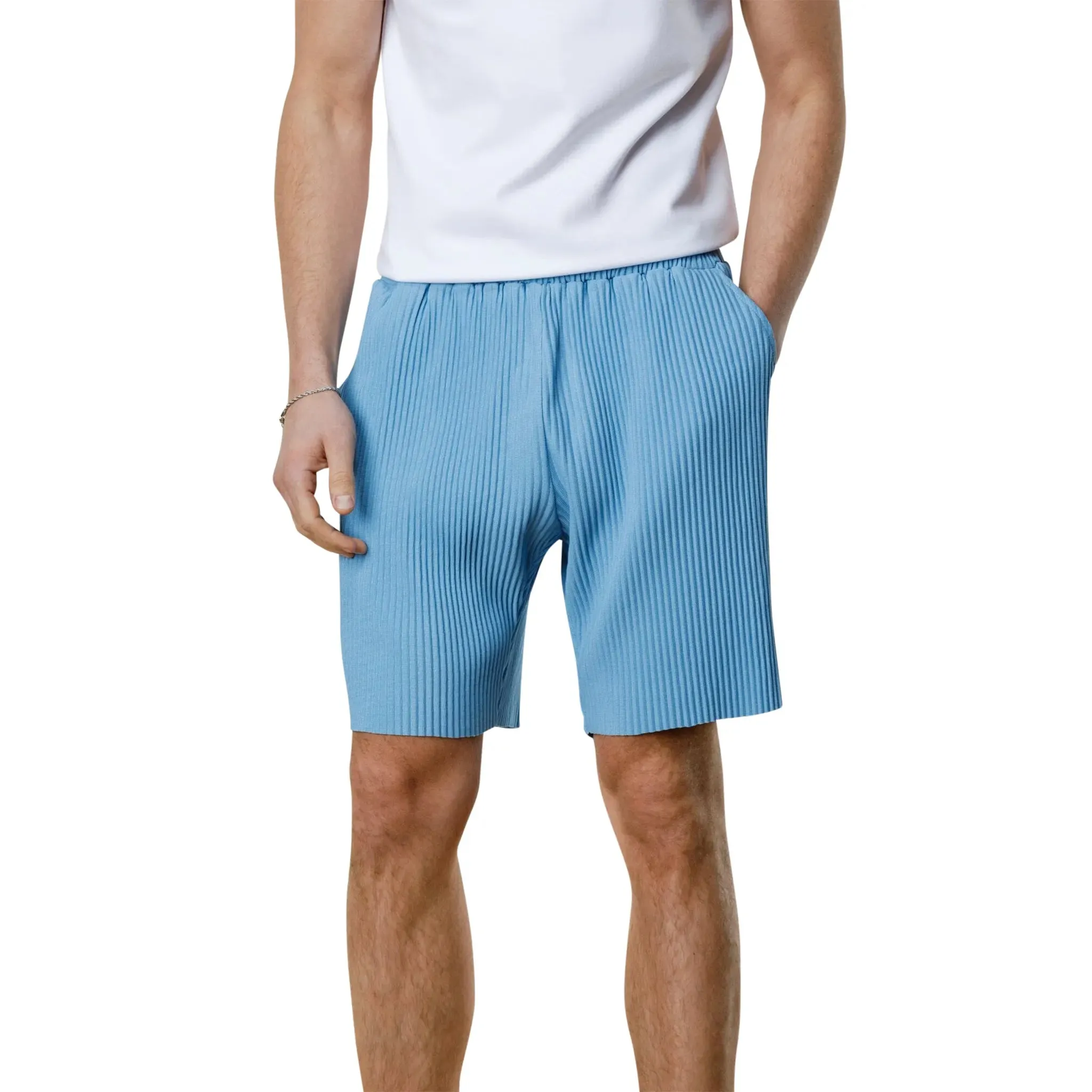 Belier Pleated Light Blue Shorts