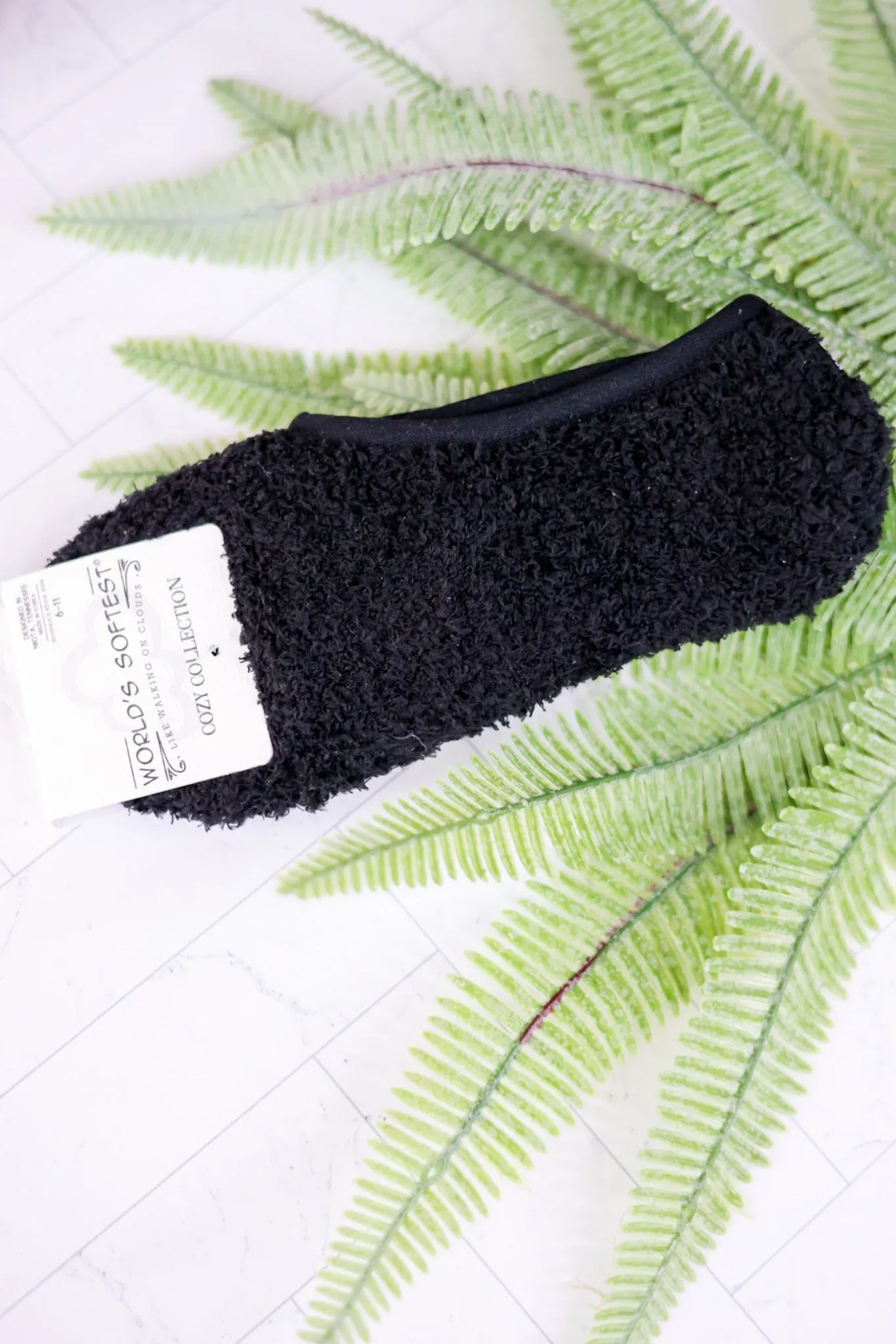 Black Cozy Footsie Socks