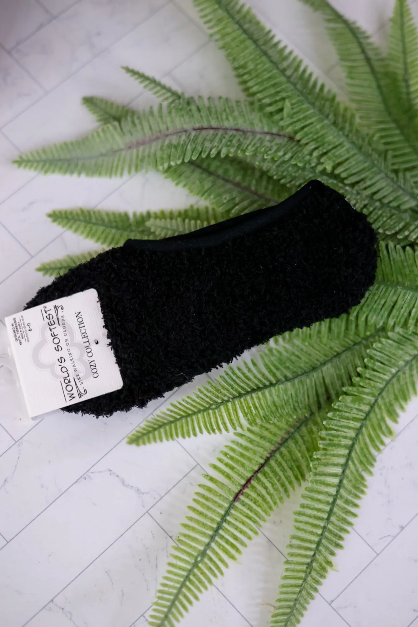 Black Cozy Footsie Socks