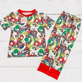 Boys 2-Piece Short Sleeve Pajamas - Mushroom Cart