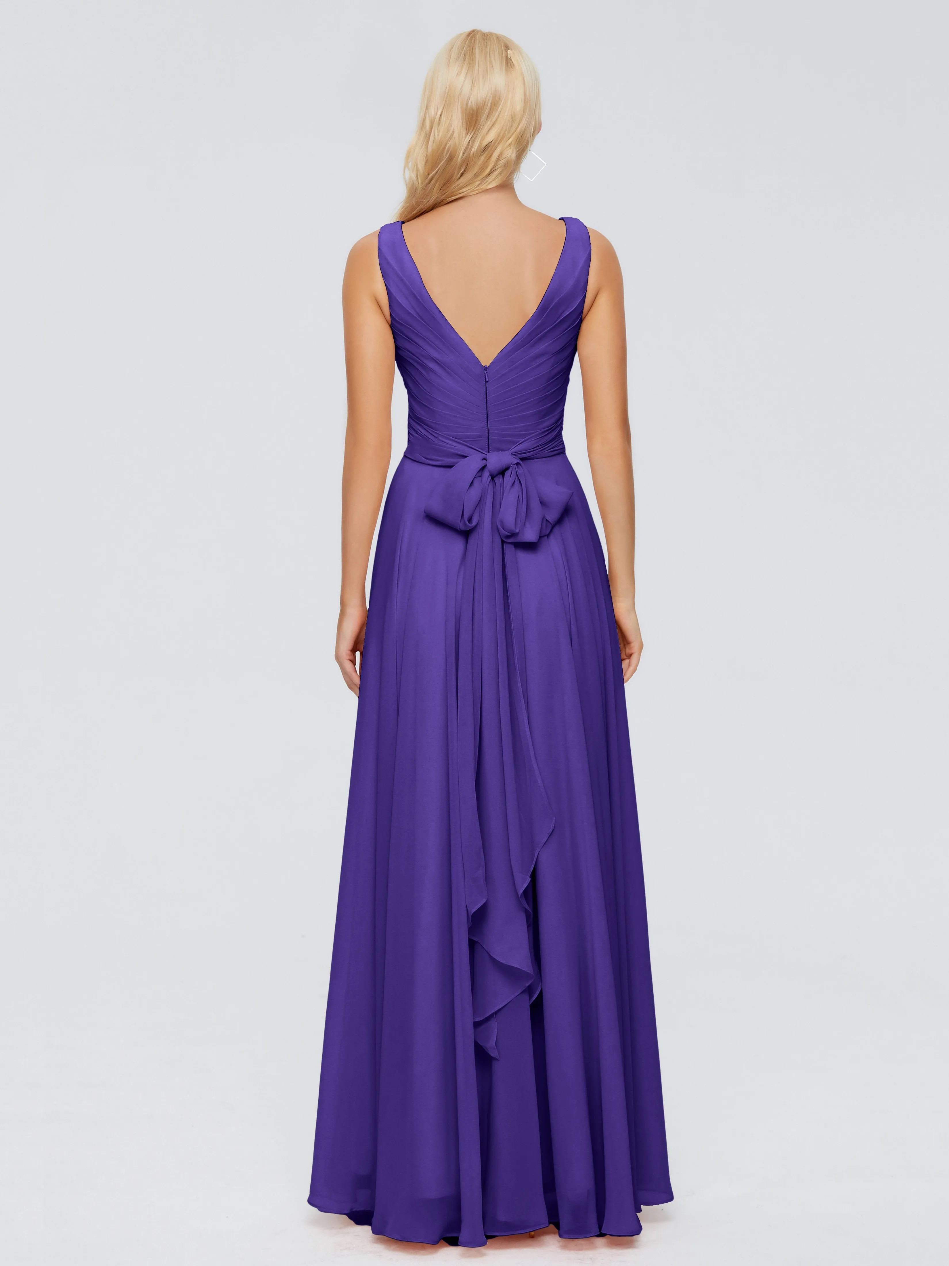 Bridesmaid Dresses Regency Purple Ryleigh Flowy Chiffon Bridesmaid Dresses With Bow