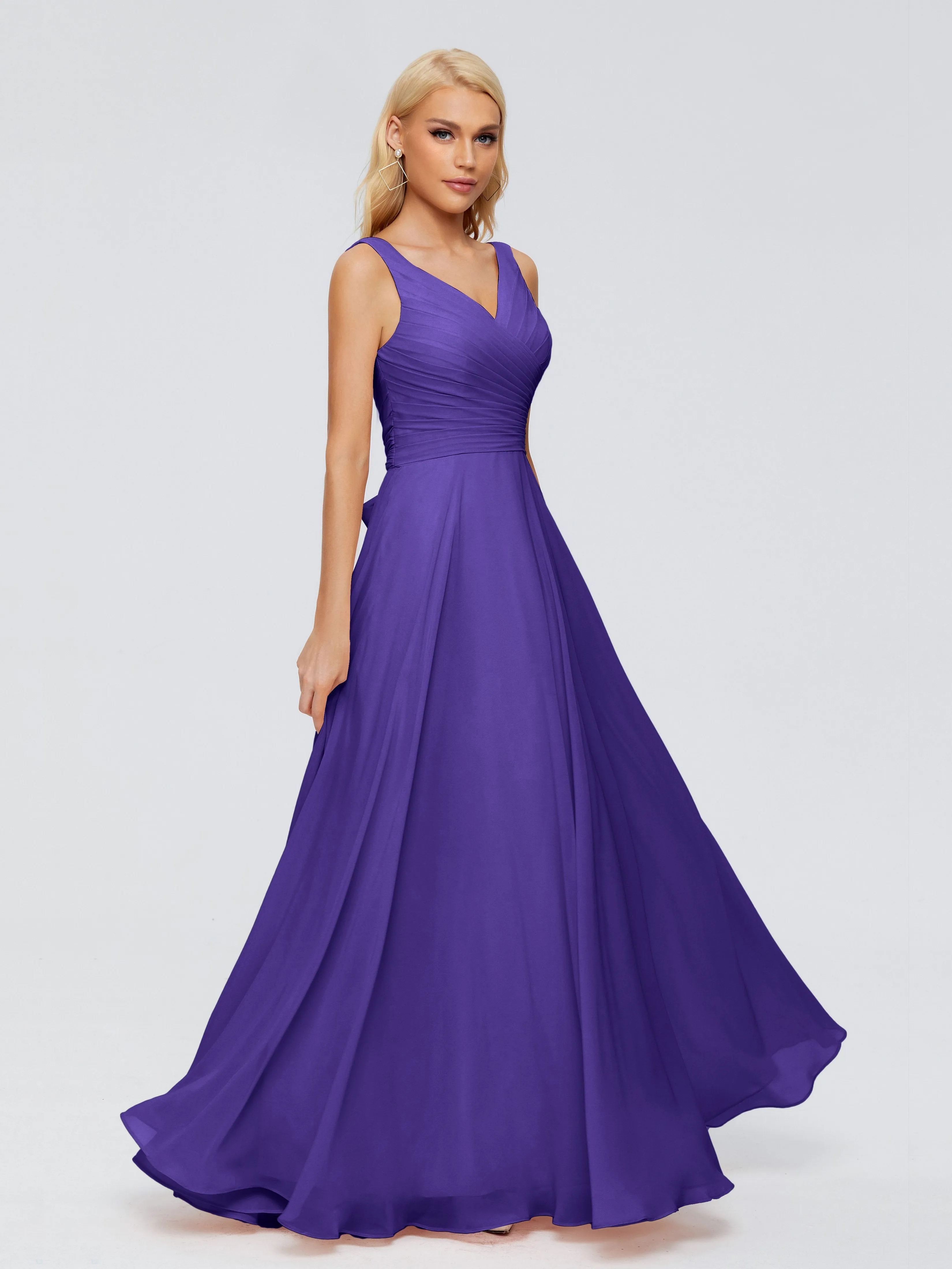 Bridesmaid Dresses Regency Purple Ryleigh Flowy Chiffon Bridesmaid Dresses With Bow