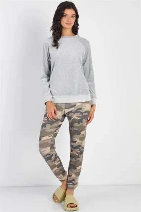 Camo Green Waffle Knit Jogger Pants /1-1-1