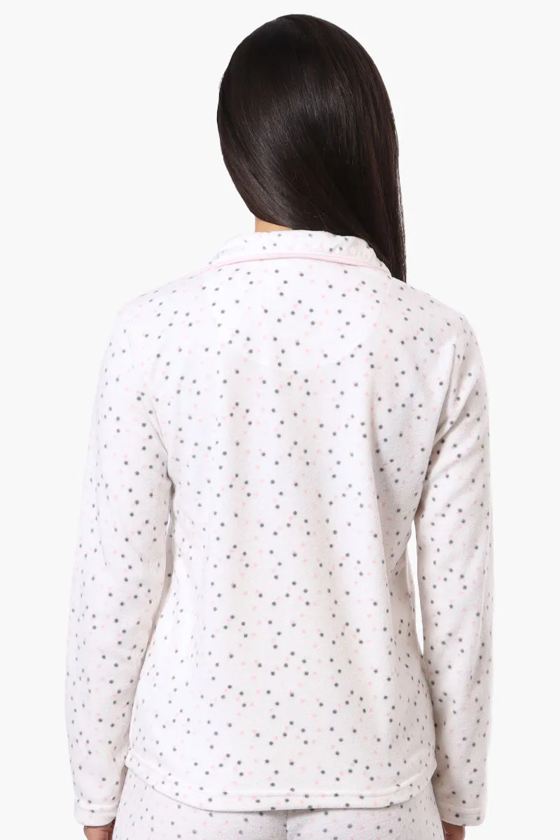 Canada Weather Gear Button Down Dotted Pattern Pajama Top - White