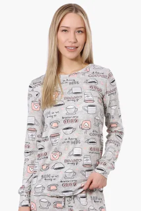 Canada Weather Gear Coffee Pattern Pajama Top - Grey