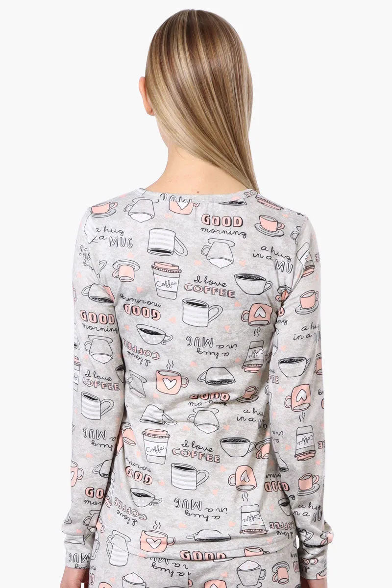 Canada Weather Gear Coffee Pattern Pajama Top - Grey