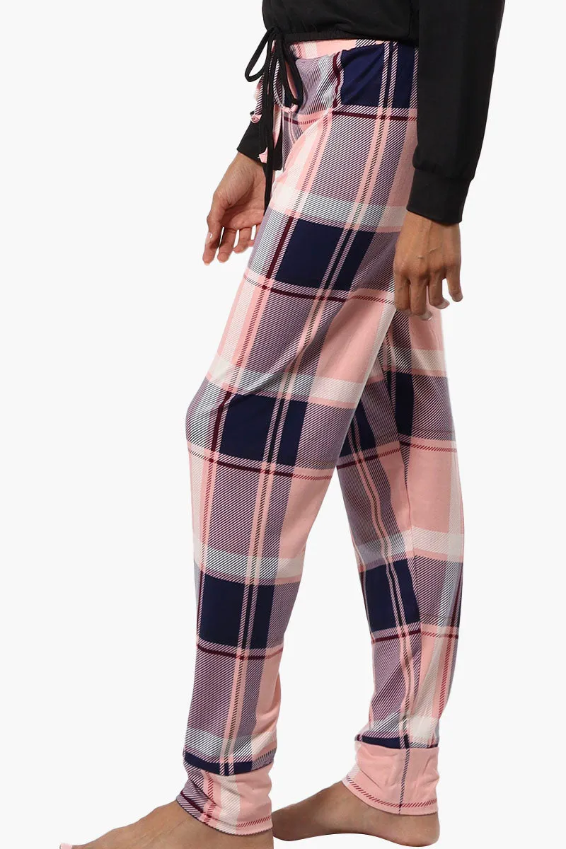 Canada Weather Gear Plaid Tie Waist Jogger Pajama Pants - Pink