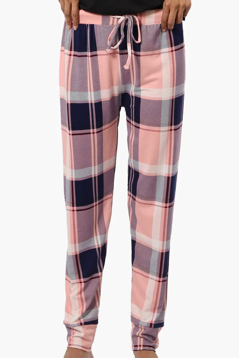 Canada Weather Gear Plaid Tie Waist Jogger Pajama Pants - Pink