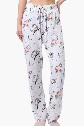 Canada Weather Gear Sloth Pattern Wide Leg Pajama Pants - Grey