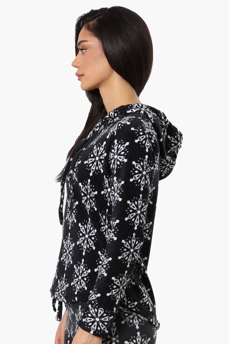 Canada Weather Gear Snowflake Pattern Hooded Pajama Top - Black