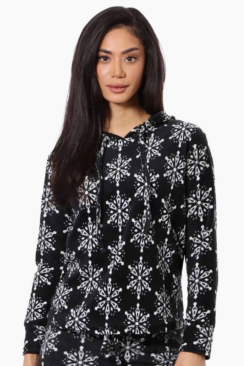 Canada Weather Gear Snowflake Pattern Hooded Pajama Top - Black