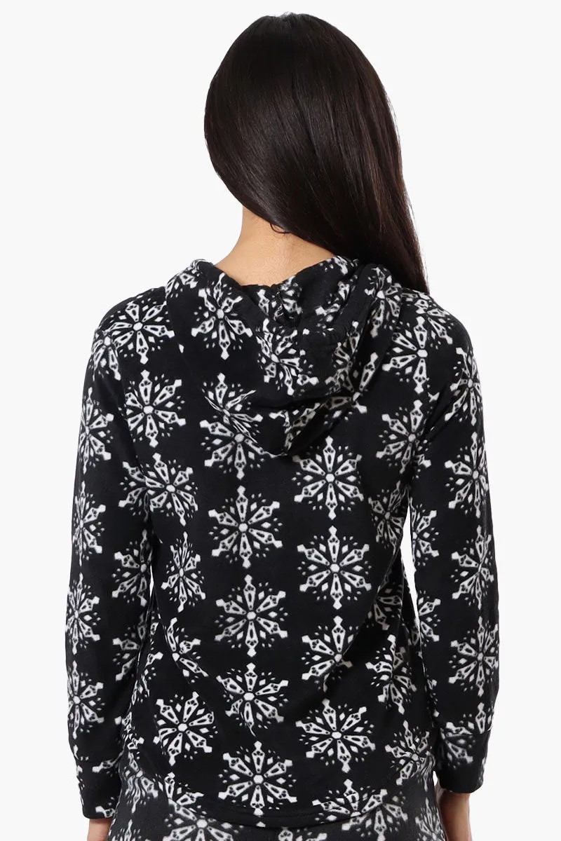 Canada Weather Gear Snowflake Pattern Hooded Pajama Top - Black