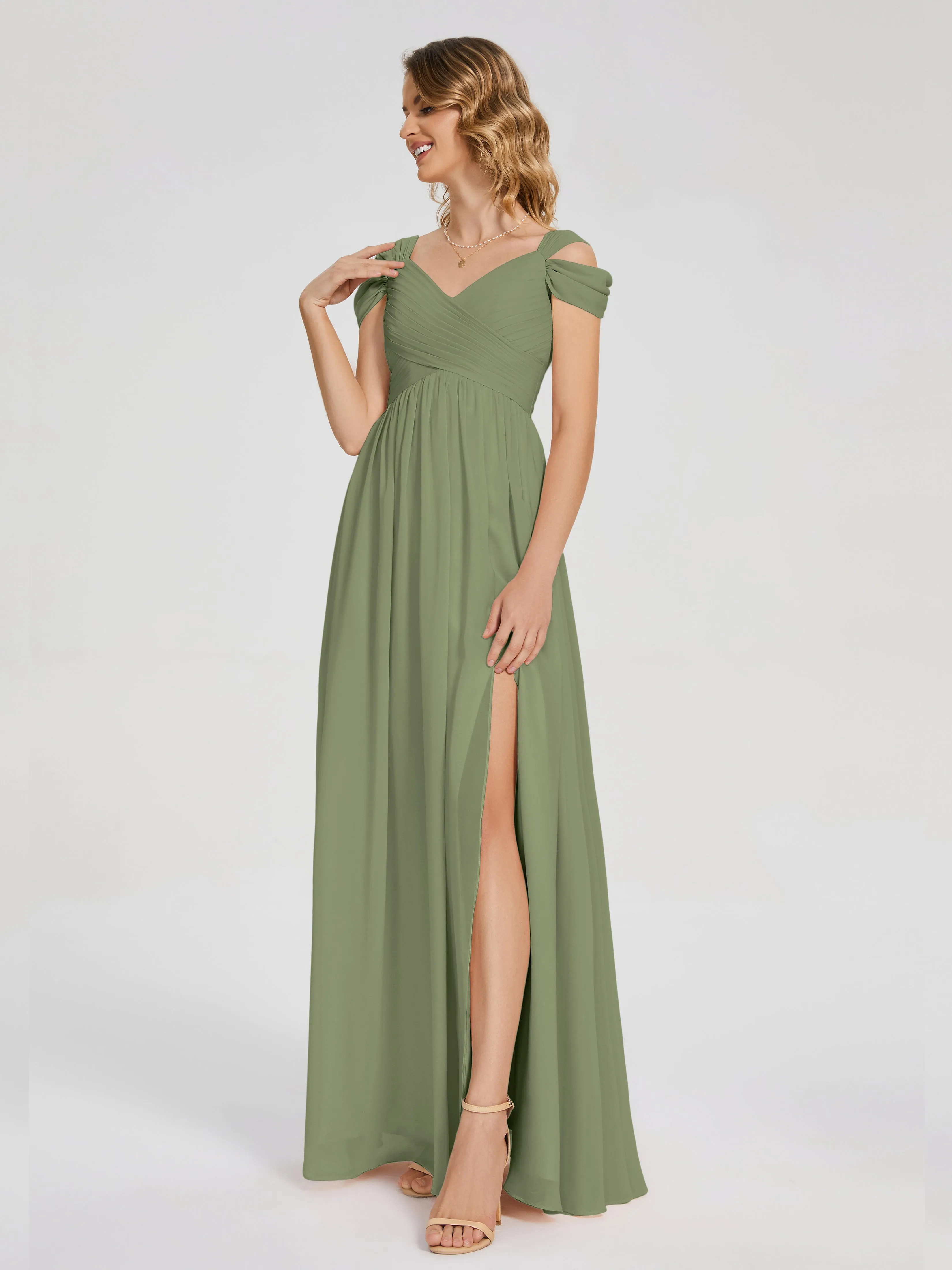 Charlee Flowy Split Chiffon Bridesmaid Dresses