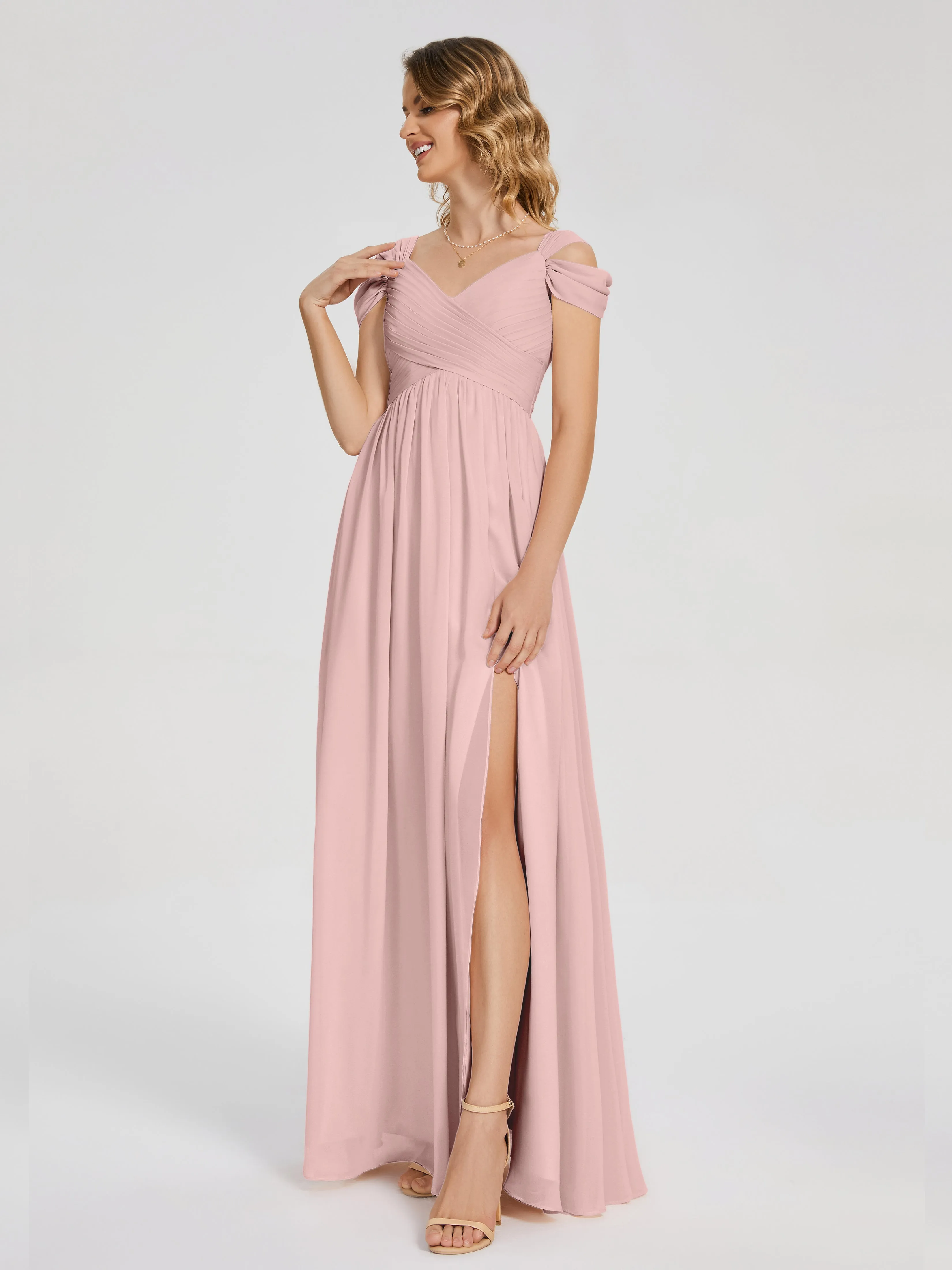 Charlee Flowy Split Chiffon Bridesmaid Dresses