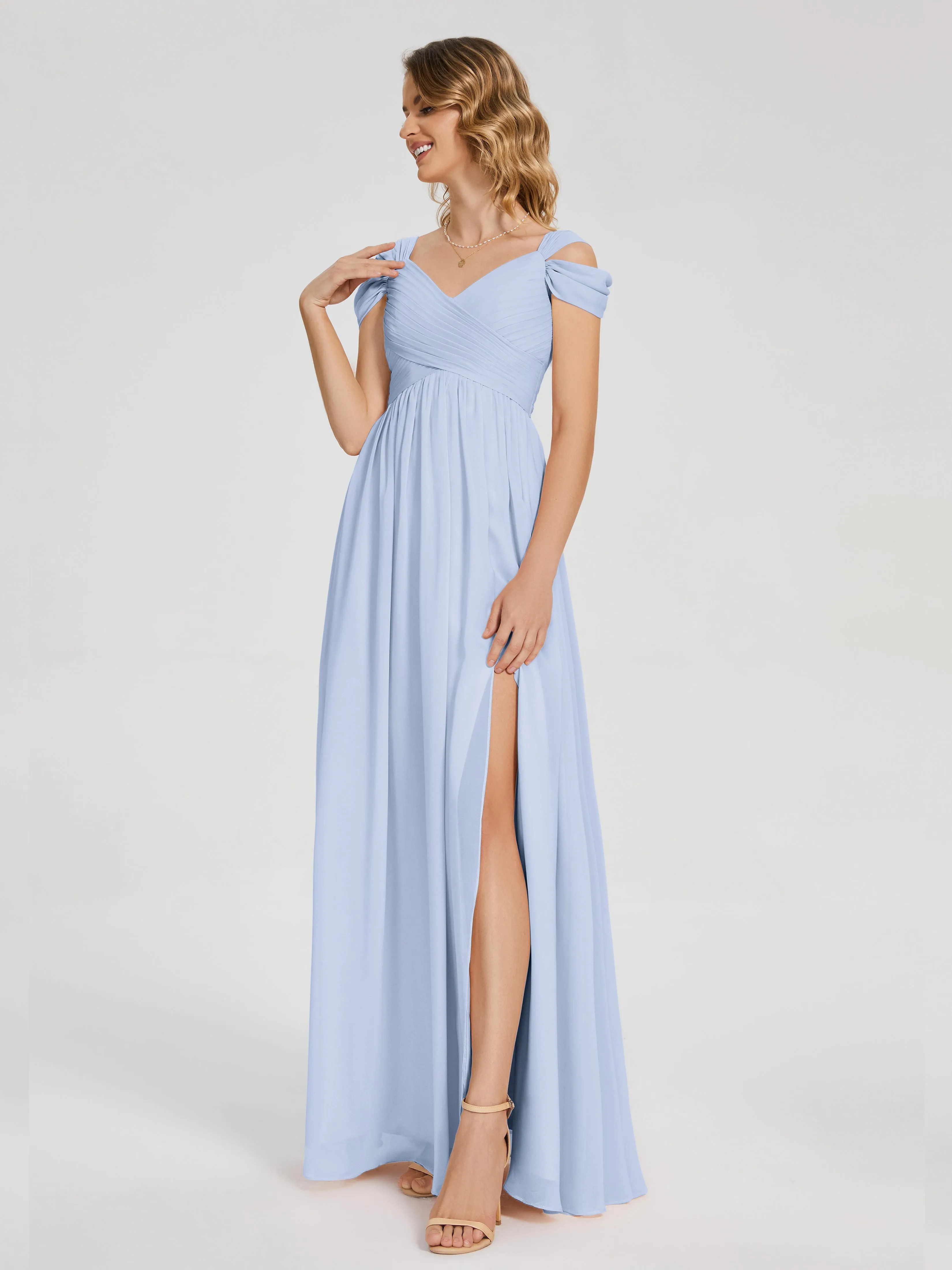 Charlee Flowy Split Chiffon Bridesmaid Dresses