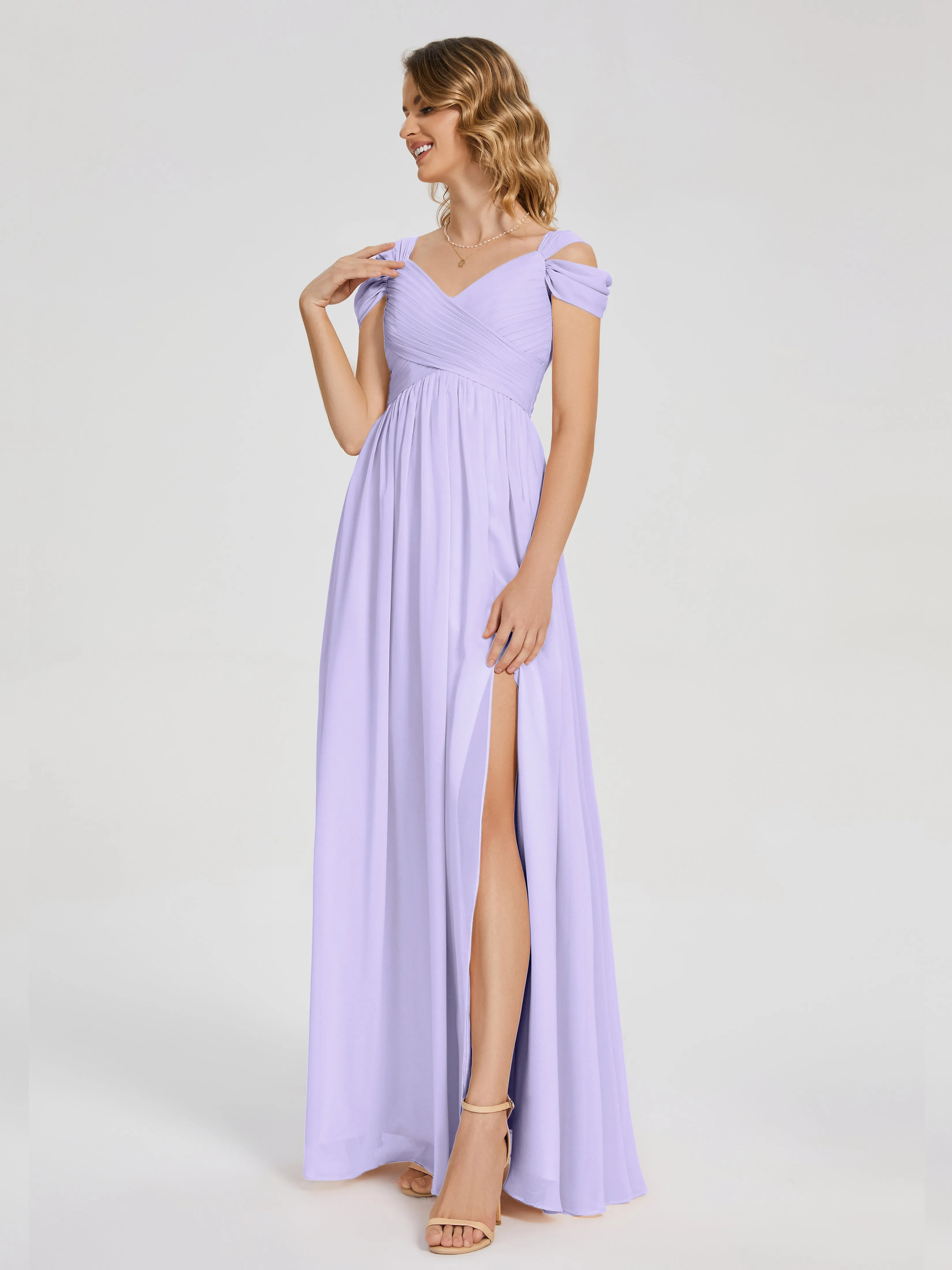 Charlee Flowy Split Chiffon Bridesmaid Dresses