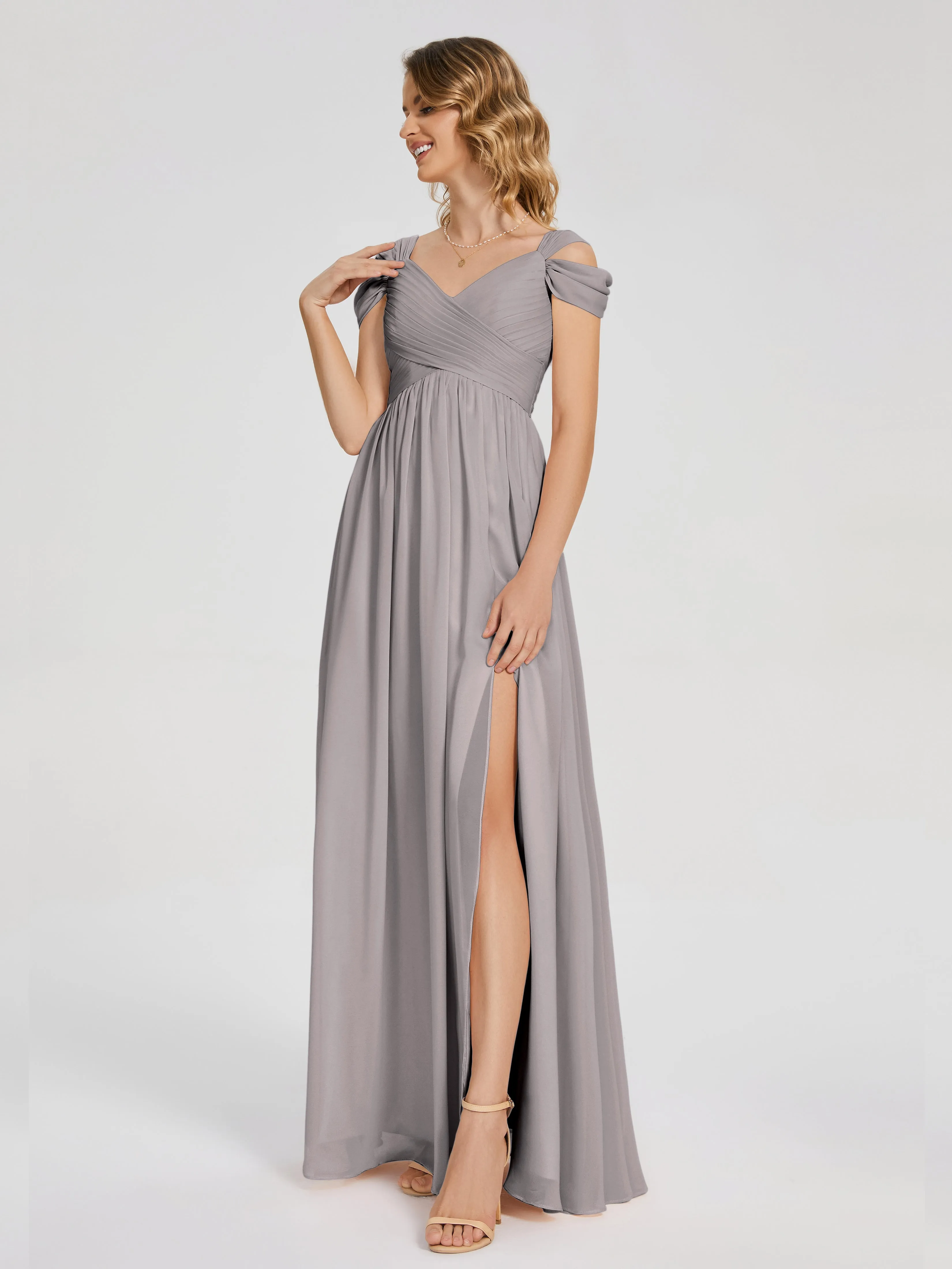 Charlee Flowy Split Chiffon Bridesmaid Dresses