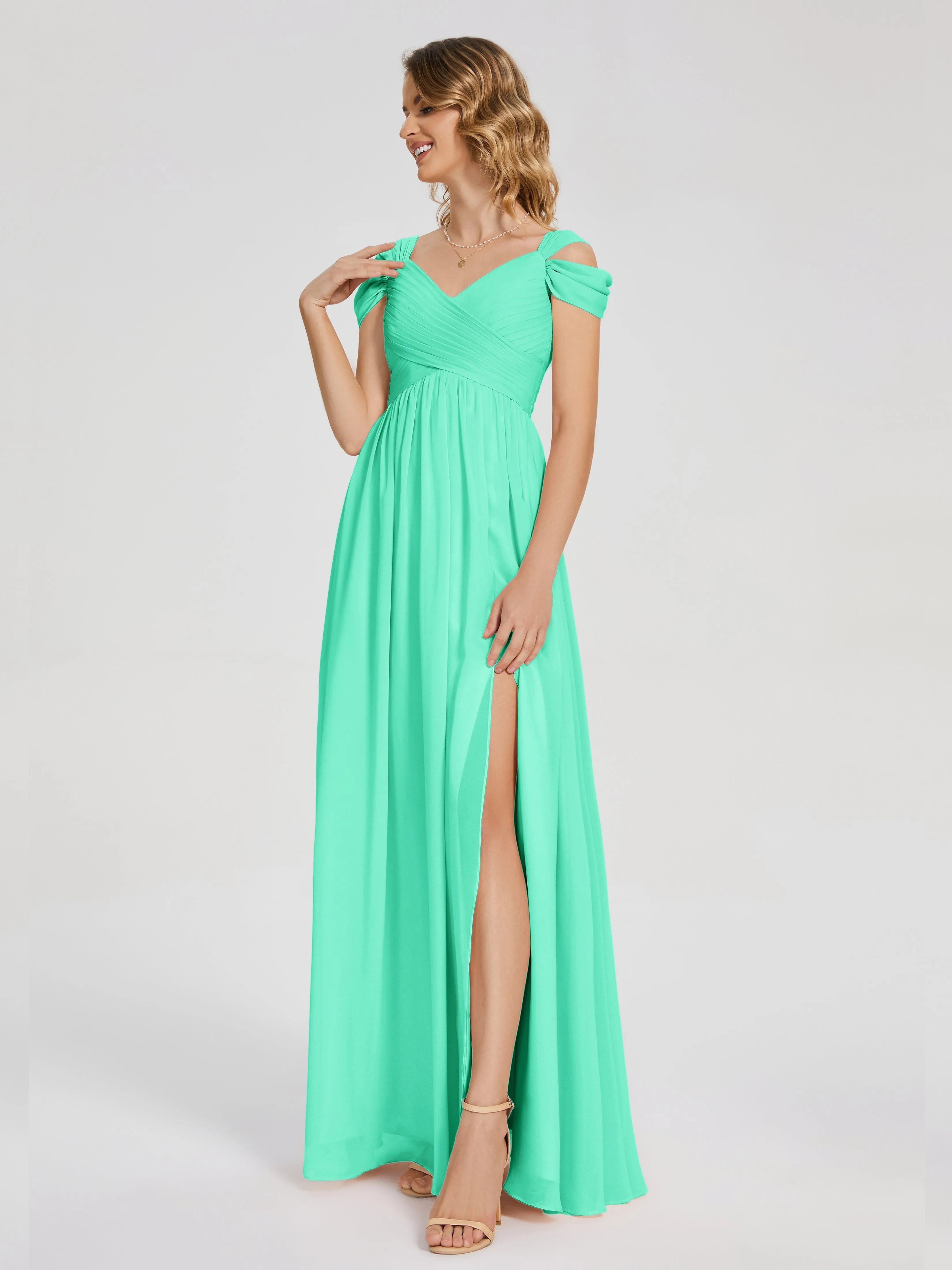 Charlee Flowy Split Chiffon Bridesmaid Dresses