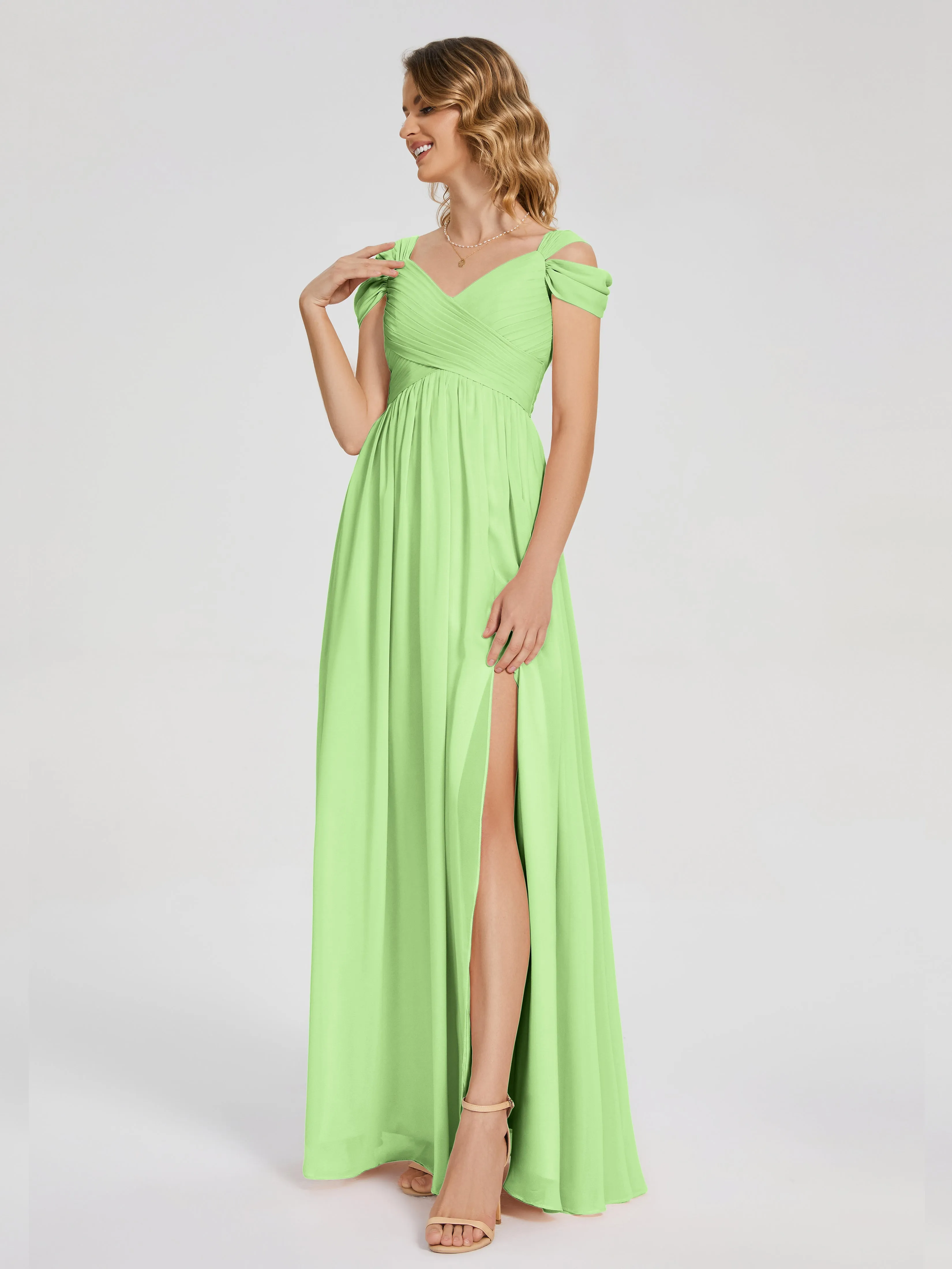 Charlee Flowy Split Chiffon Bridesmaid Dresses