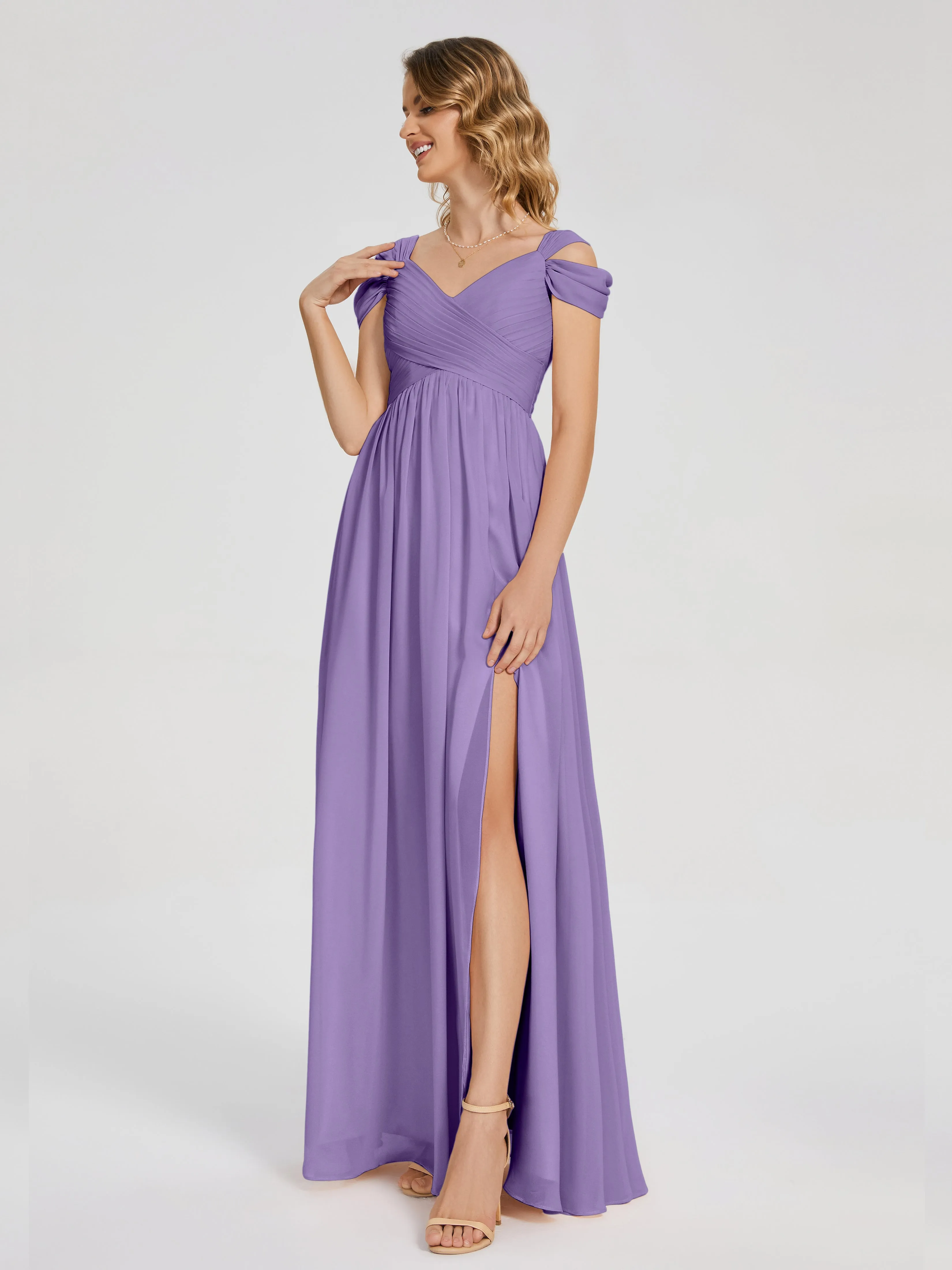 Charlee Flowy Split Chiffon Bridesmaid Dresses