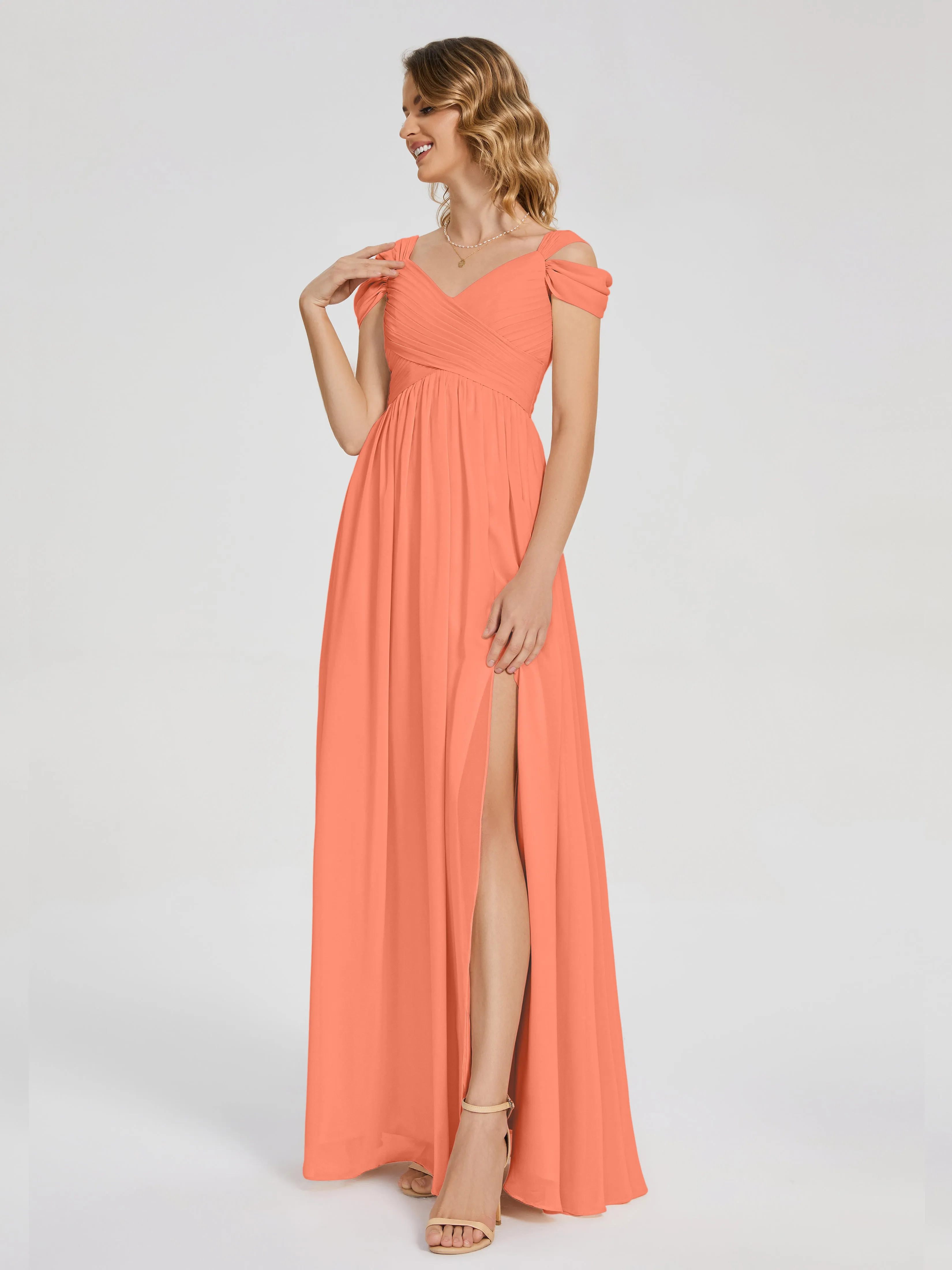 Charlee Flowy Split Chiffon Bridesmaid Dresses