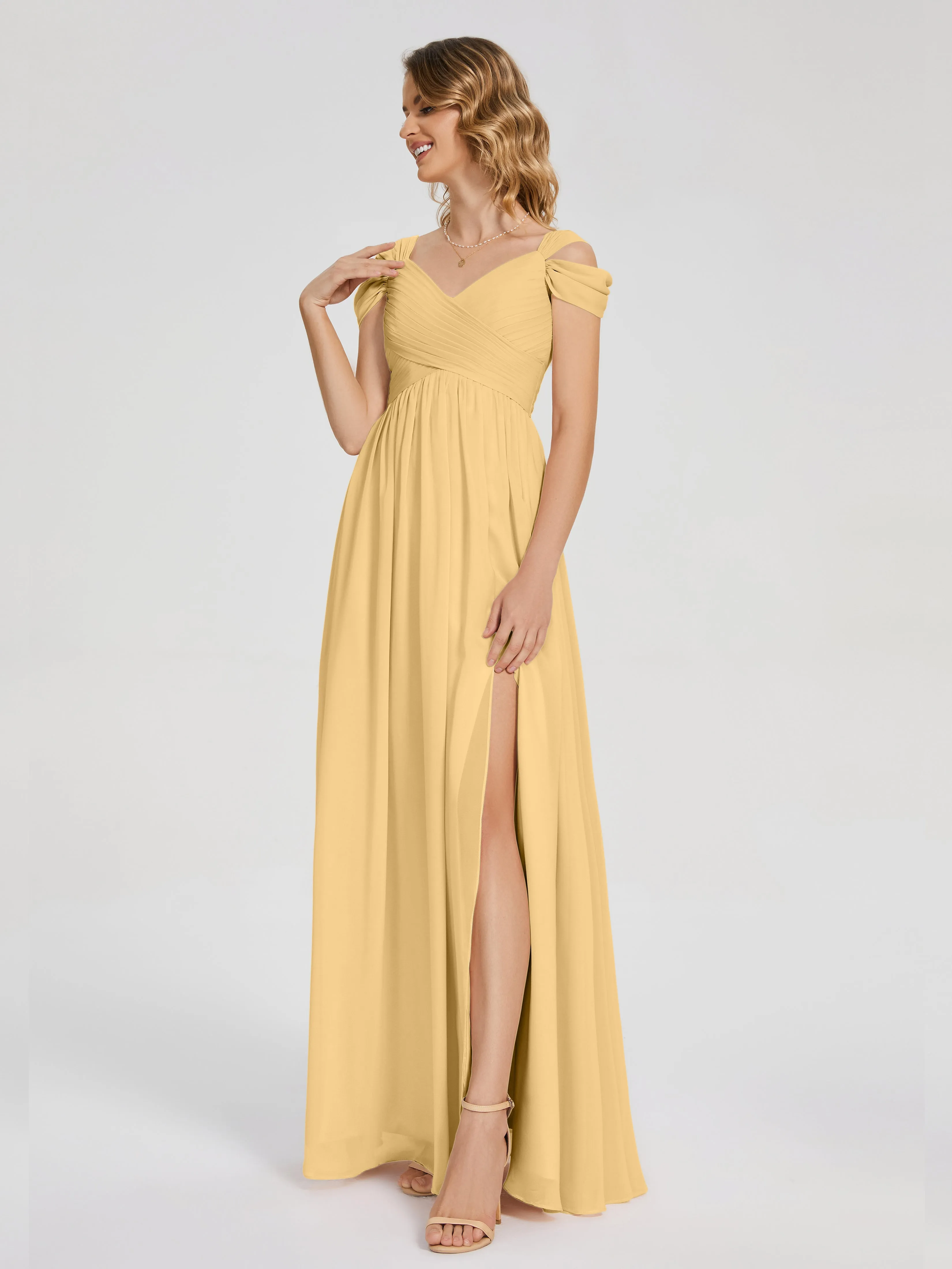 Charlee Flowy Split Chiffon Bridesmaid Dresses