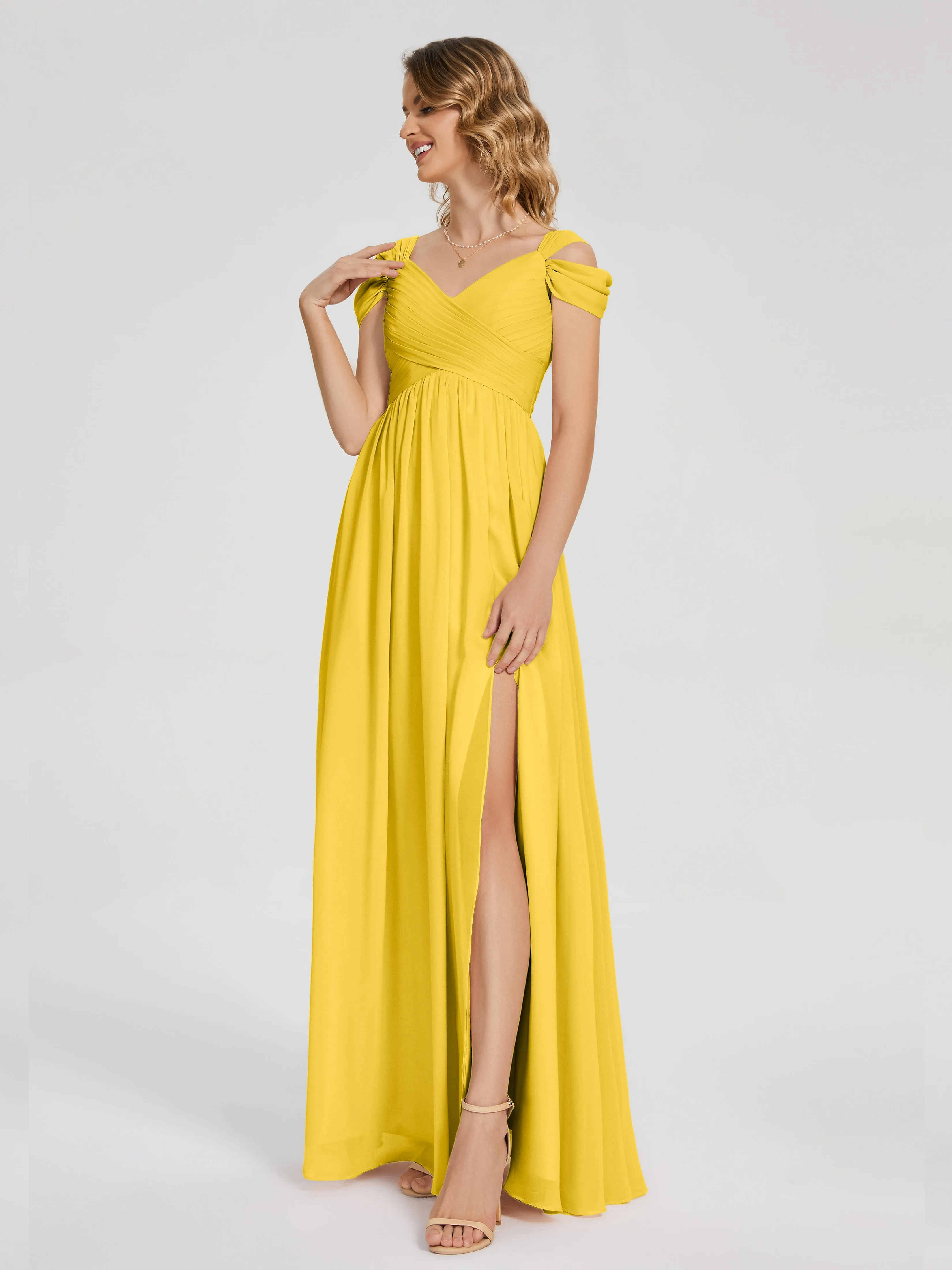 Charlee Flowy Split Chiffon Bridesmaid Dresses