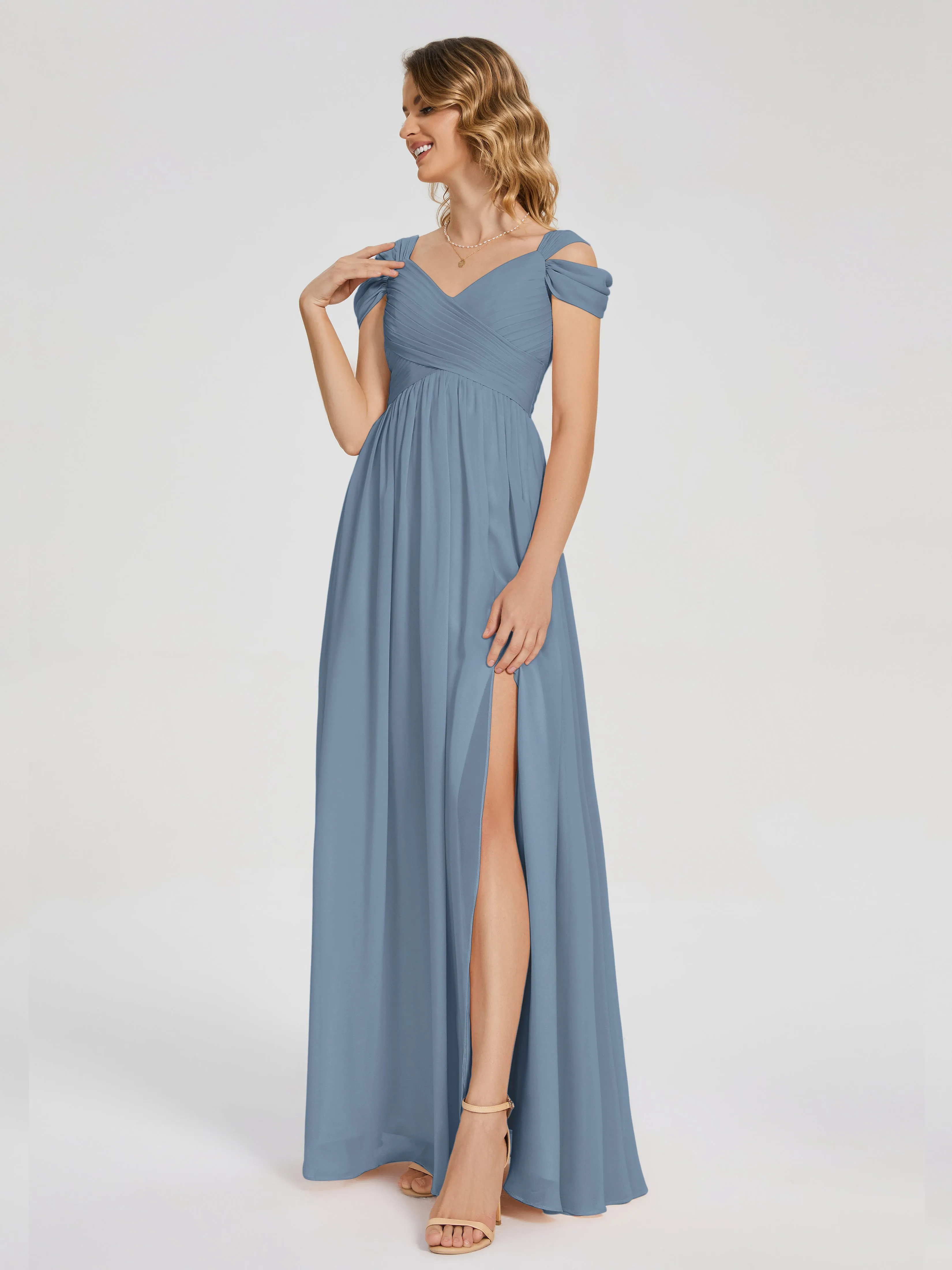 Charlee Flowy Split Chiffon Bridesmaid Dresses