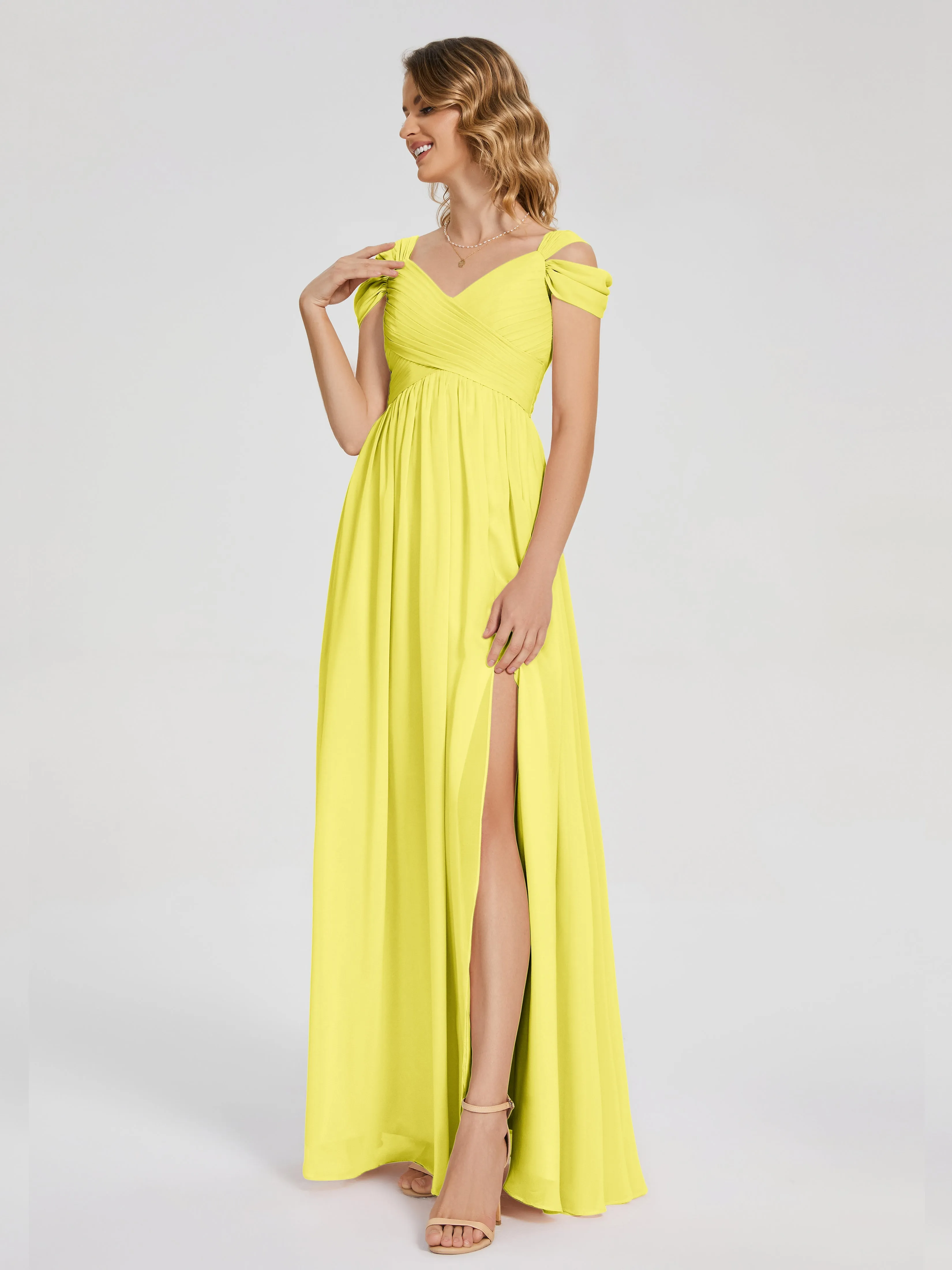 Charlee Flowy Split Chiffon Bridesmaid Dresses