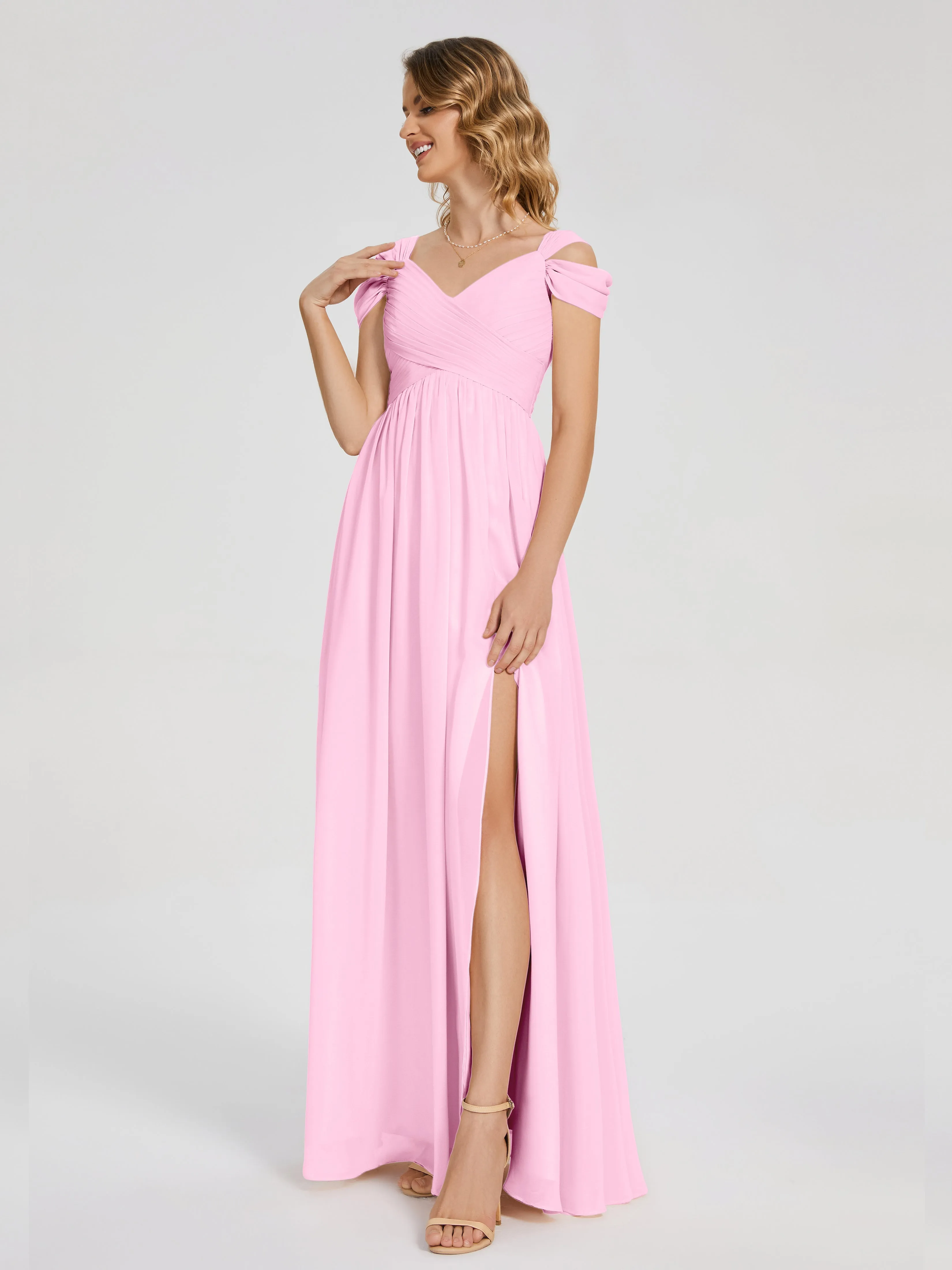 Charlee Flowy Split Chiffon Bridesmaid Dresses