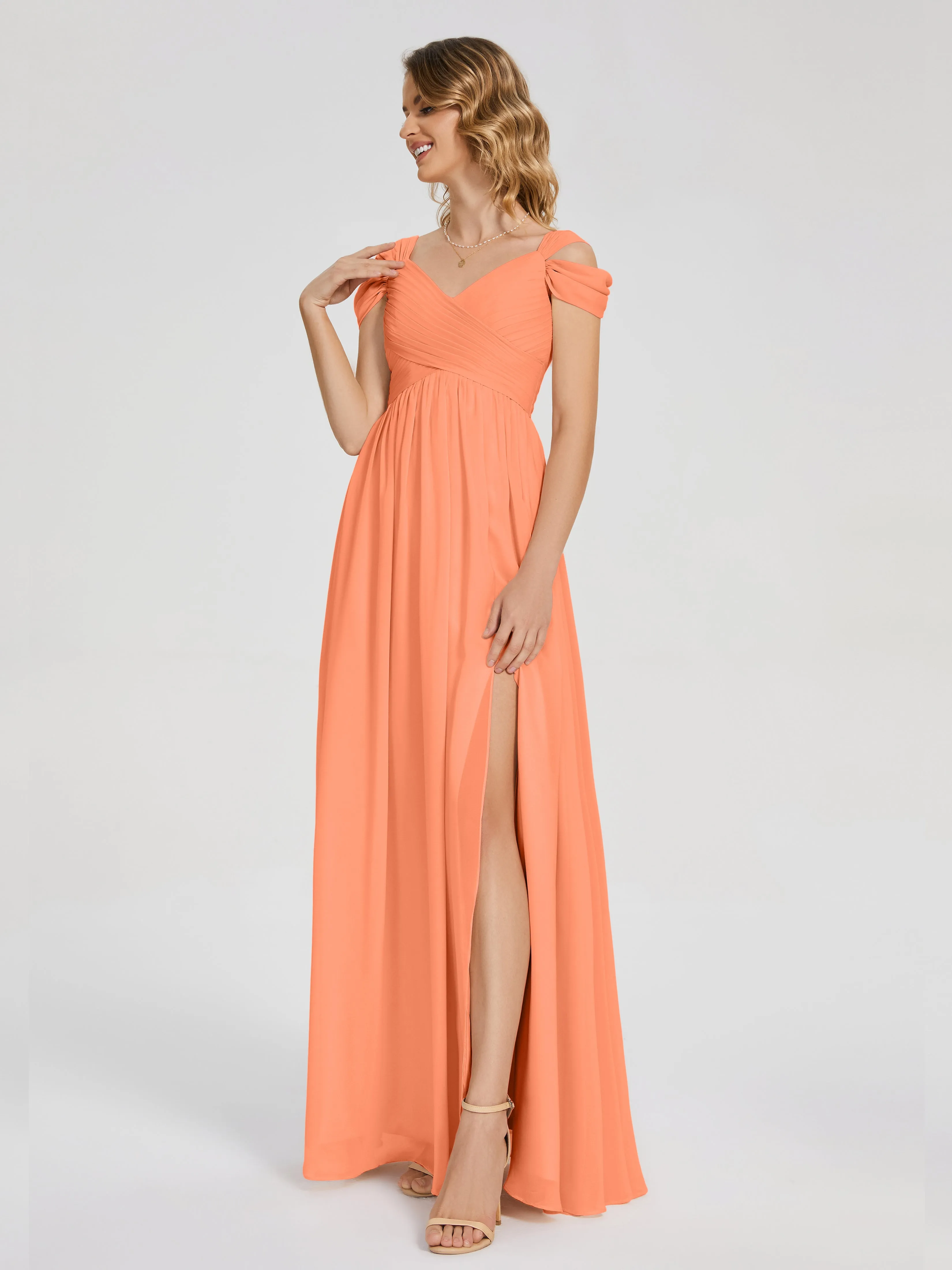 Charlee Flowy Split Chiffon Bridesmaid Dresses