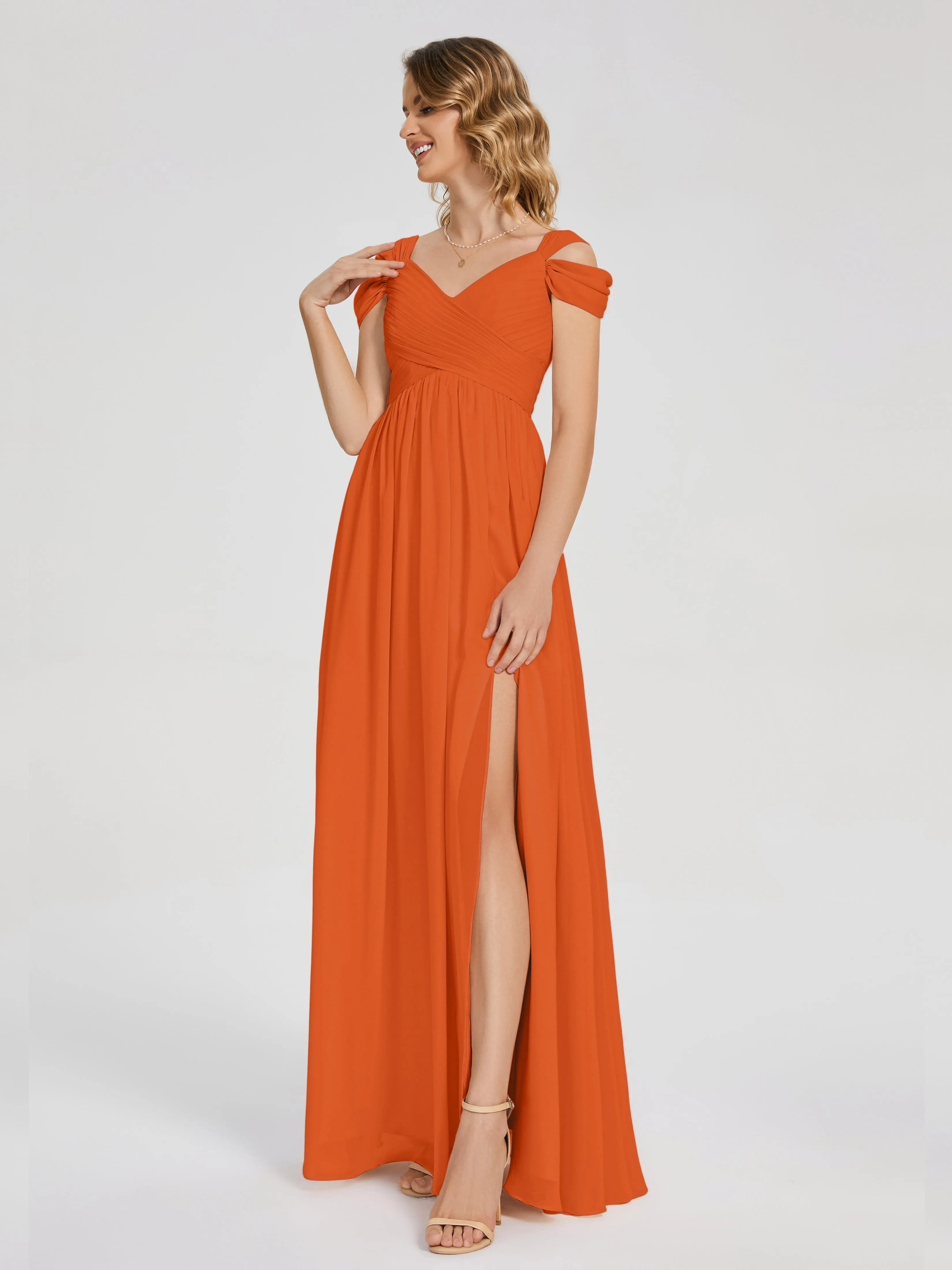 Charlee Flowy Split Chiffon Bridesmaid Dresses