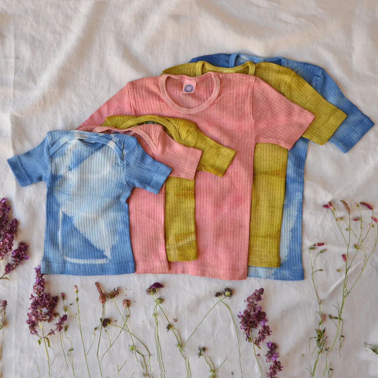 Child's Plant Dyed T-Shirt in Organic Cotton/Merino/Silk - Indigo Cloud (2-12y)