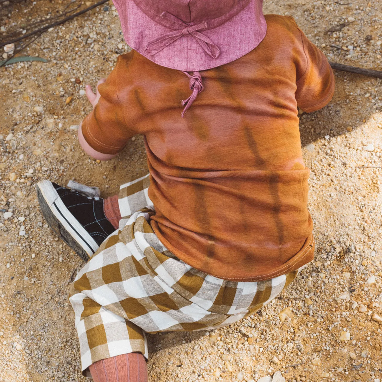 Child's Plant Dyed T-Shirt in Organic Cotton/Merino/Silk - Indigo Square (2-12y)