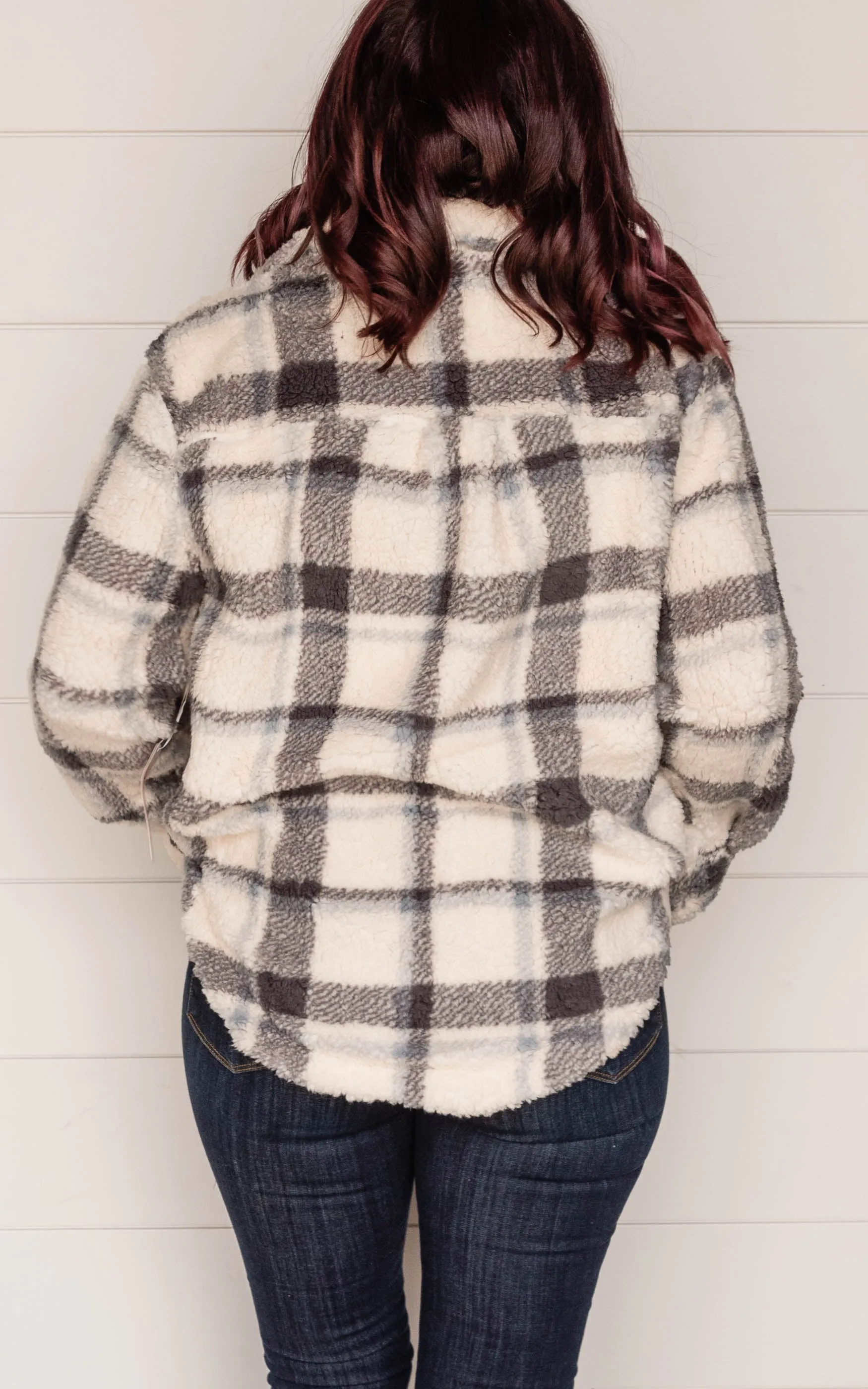 Cool & Breezy Faux Fur Plaid Jacket