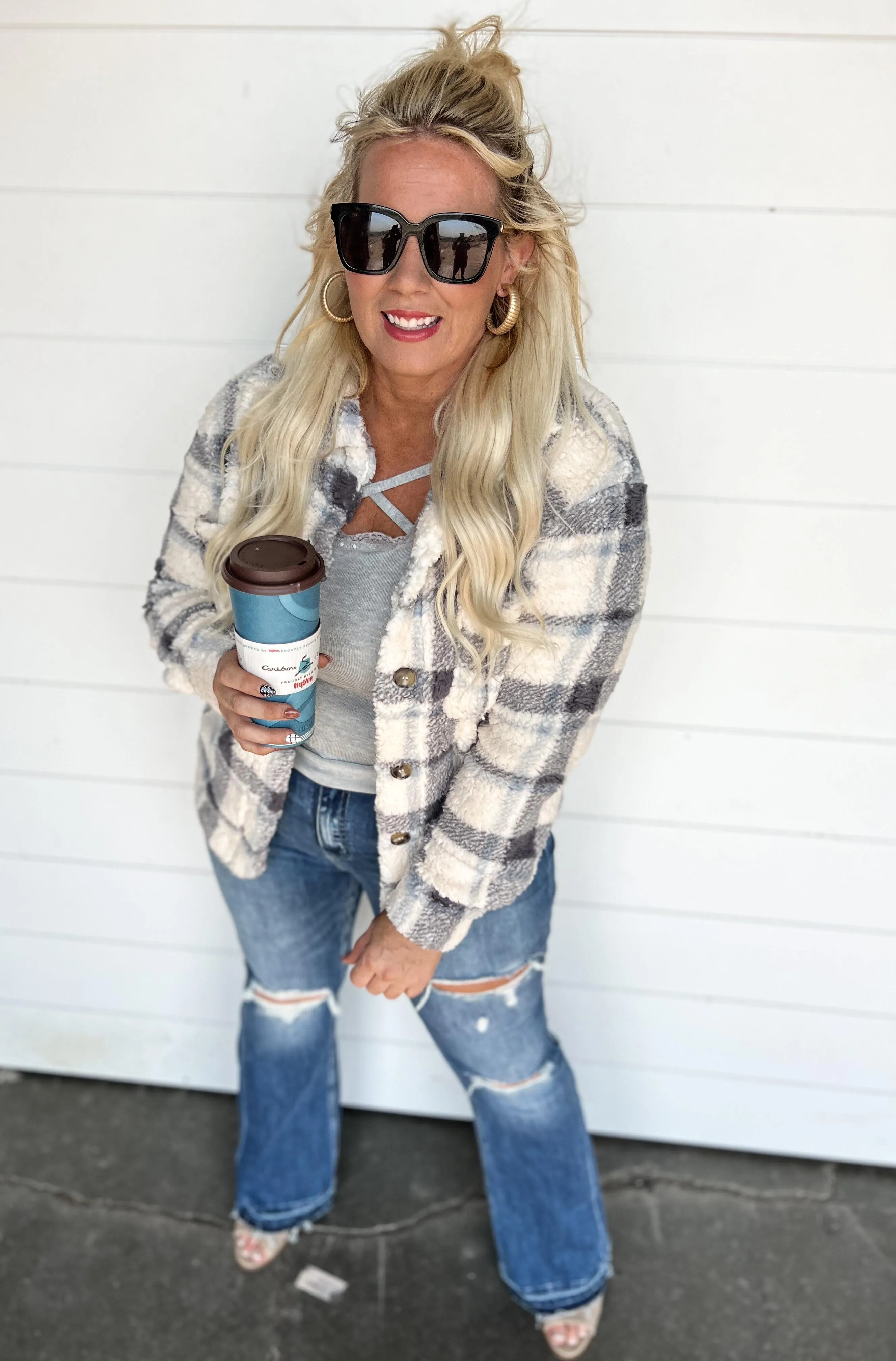 Cool & Breezy Faux Fur Plaid Jacket