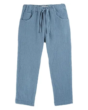 Cotton Gauze Trousers, Wave Blue