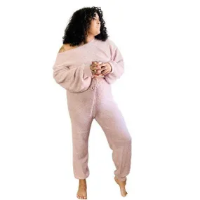 Cozy Plus Size Loungewear Sets - Mauve