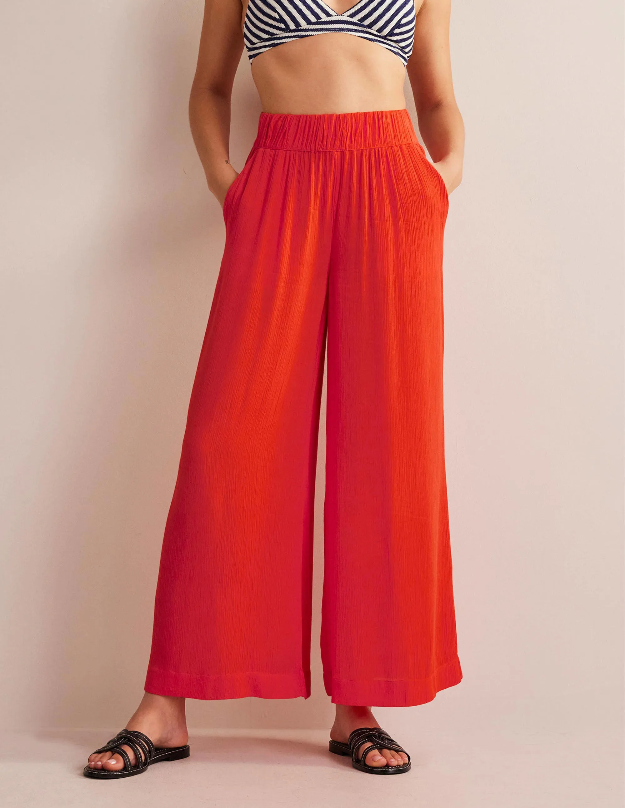 Crinkle Wide Leg Trousers-Firework