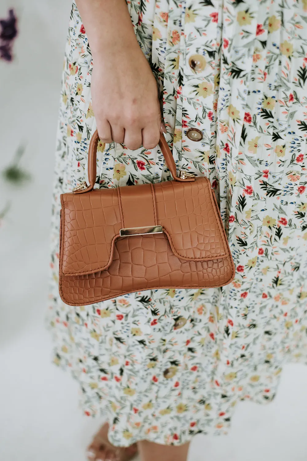 Croc Purse, Brown