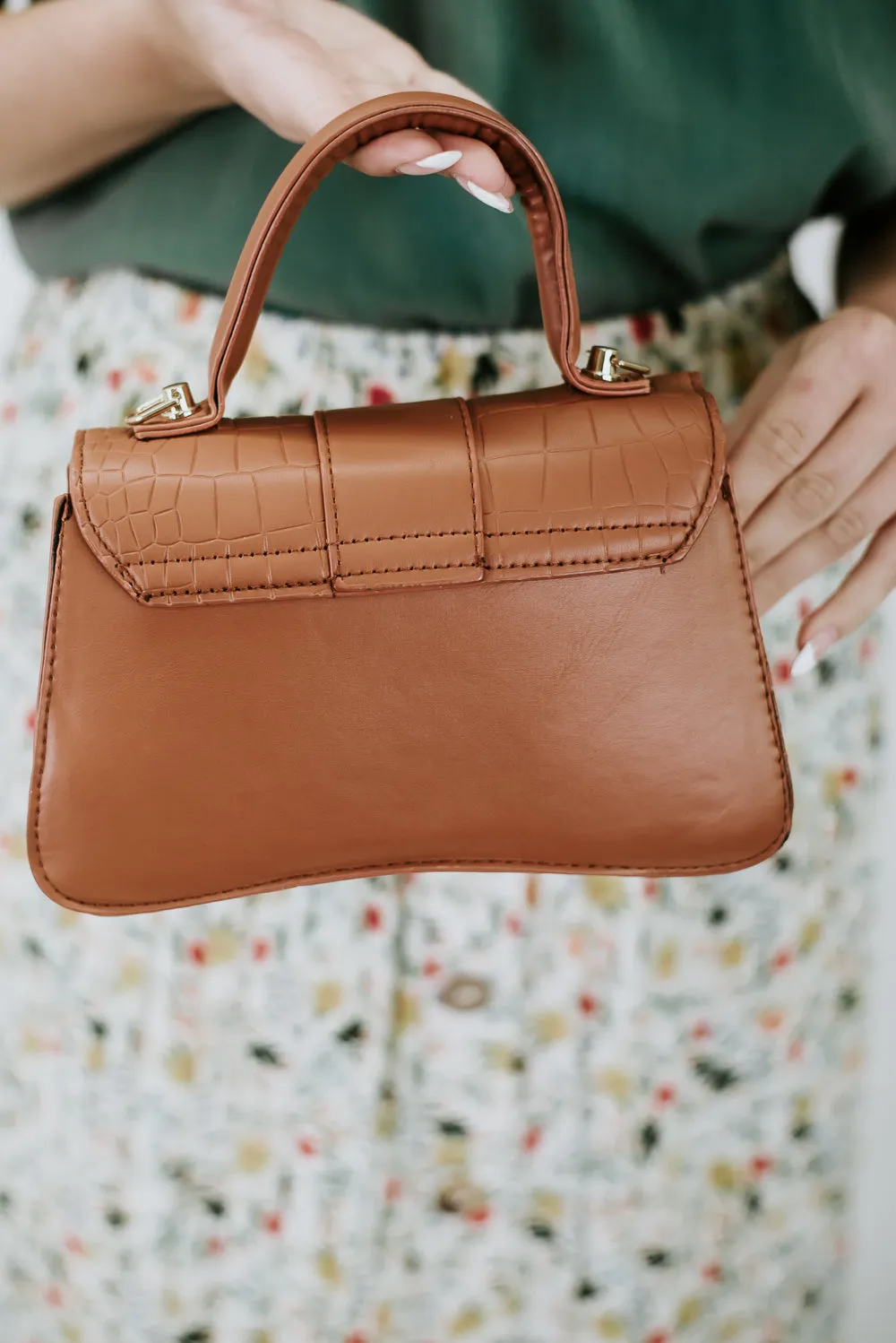 Croc Purse, Brown