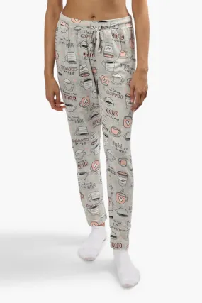 Cuddly Canuckies Coffee Print Pajama Pants - Grey