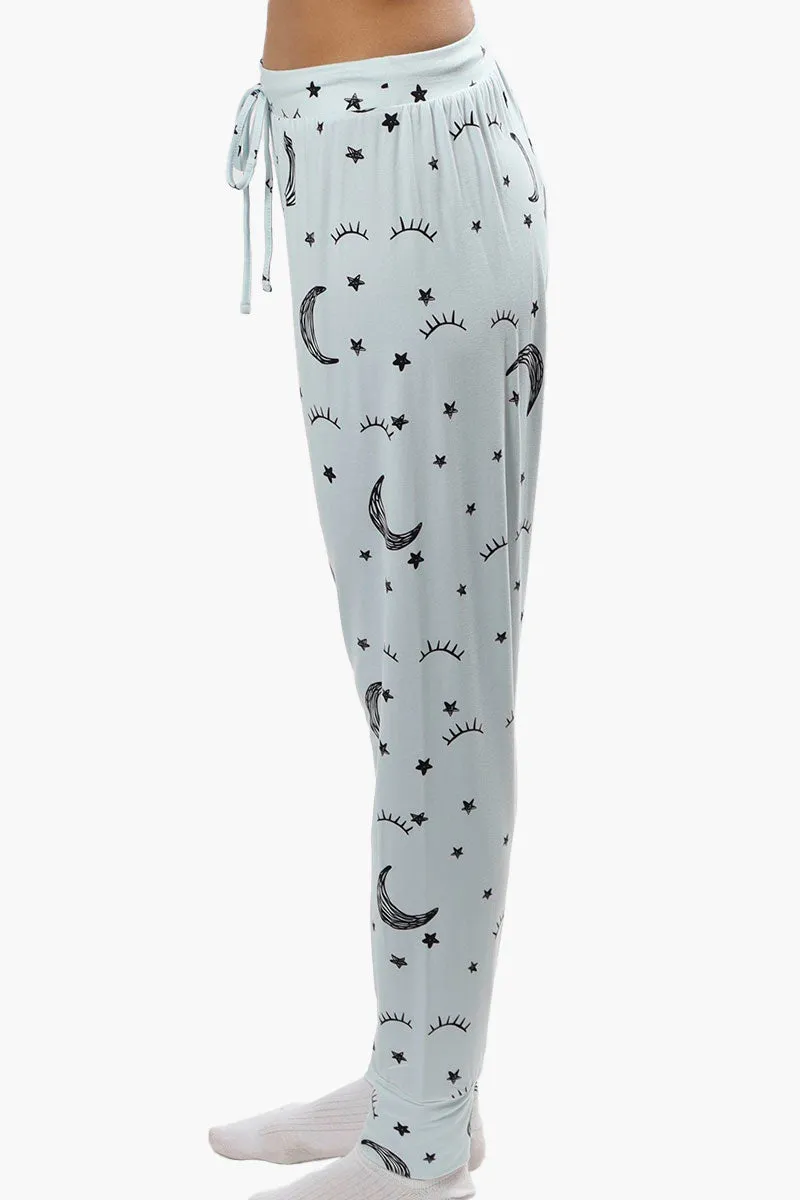 Cuddly Canuckies Moon Print Pajama Pants - Blue