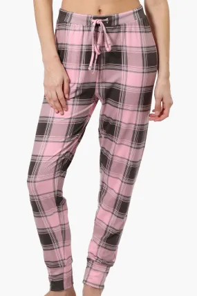 Cuddly Canuckies Plaid Jogger Pajama Pants - Pink