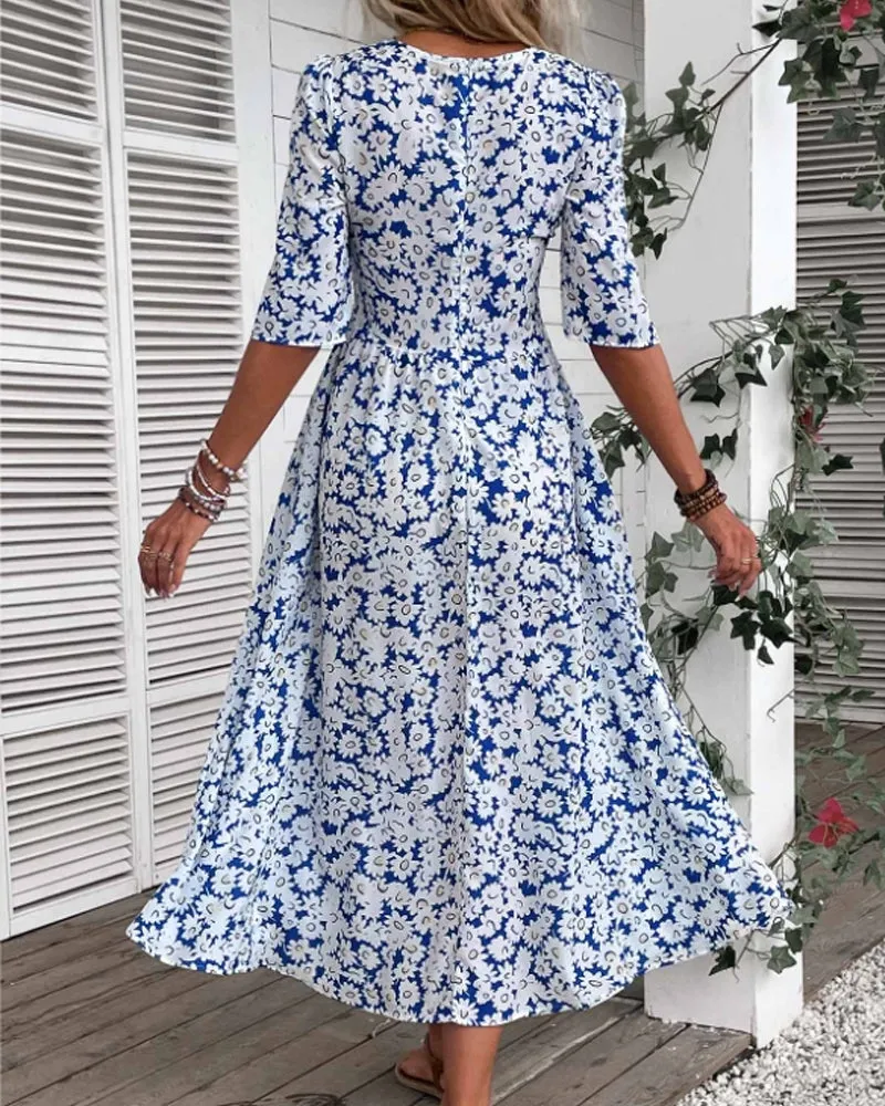 Fresh floral slim fit dress