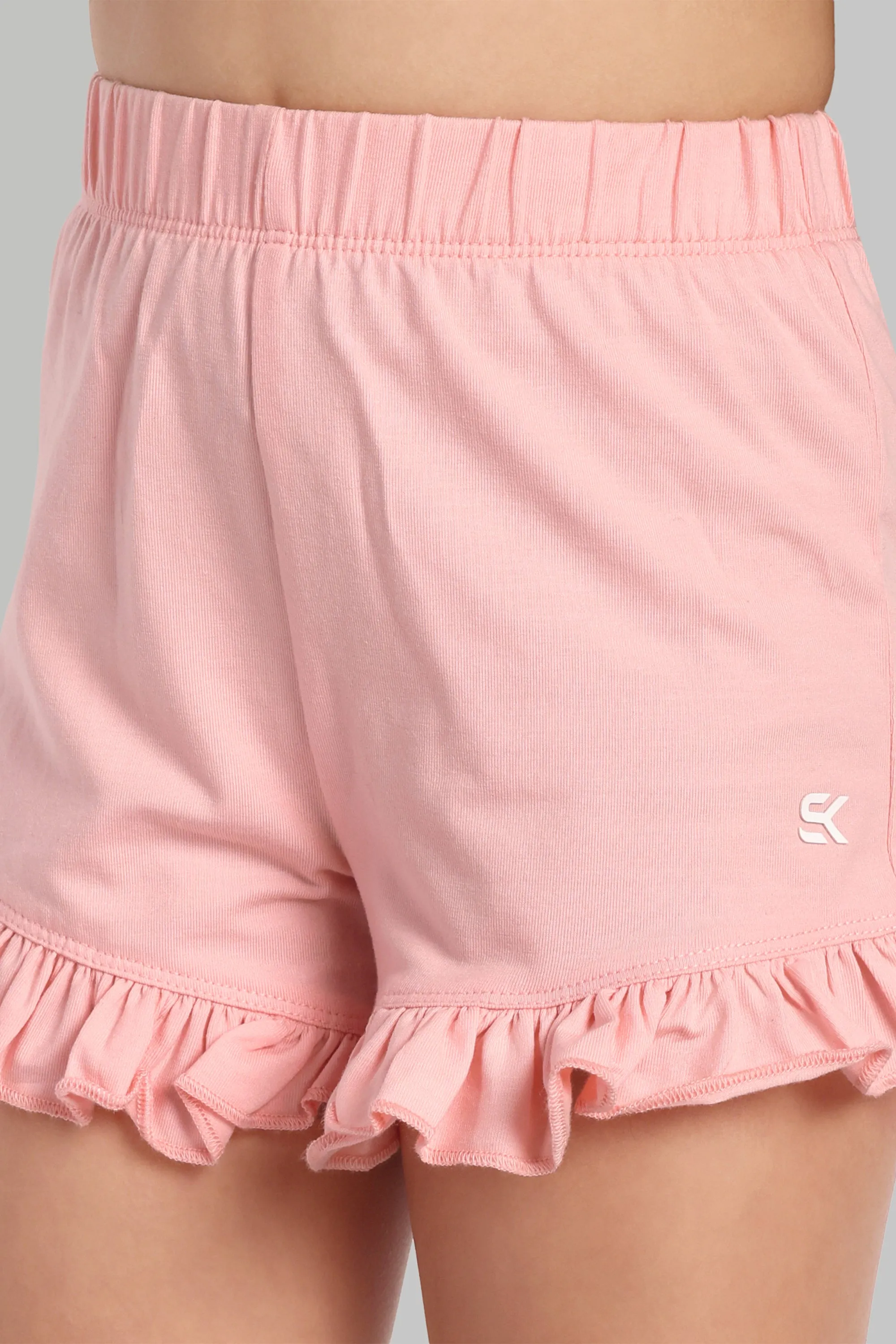 Girls Light Pink Casual Shorts