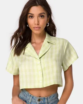 Indiana Cropped Shirt in Sage Check